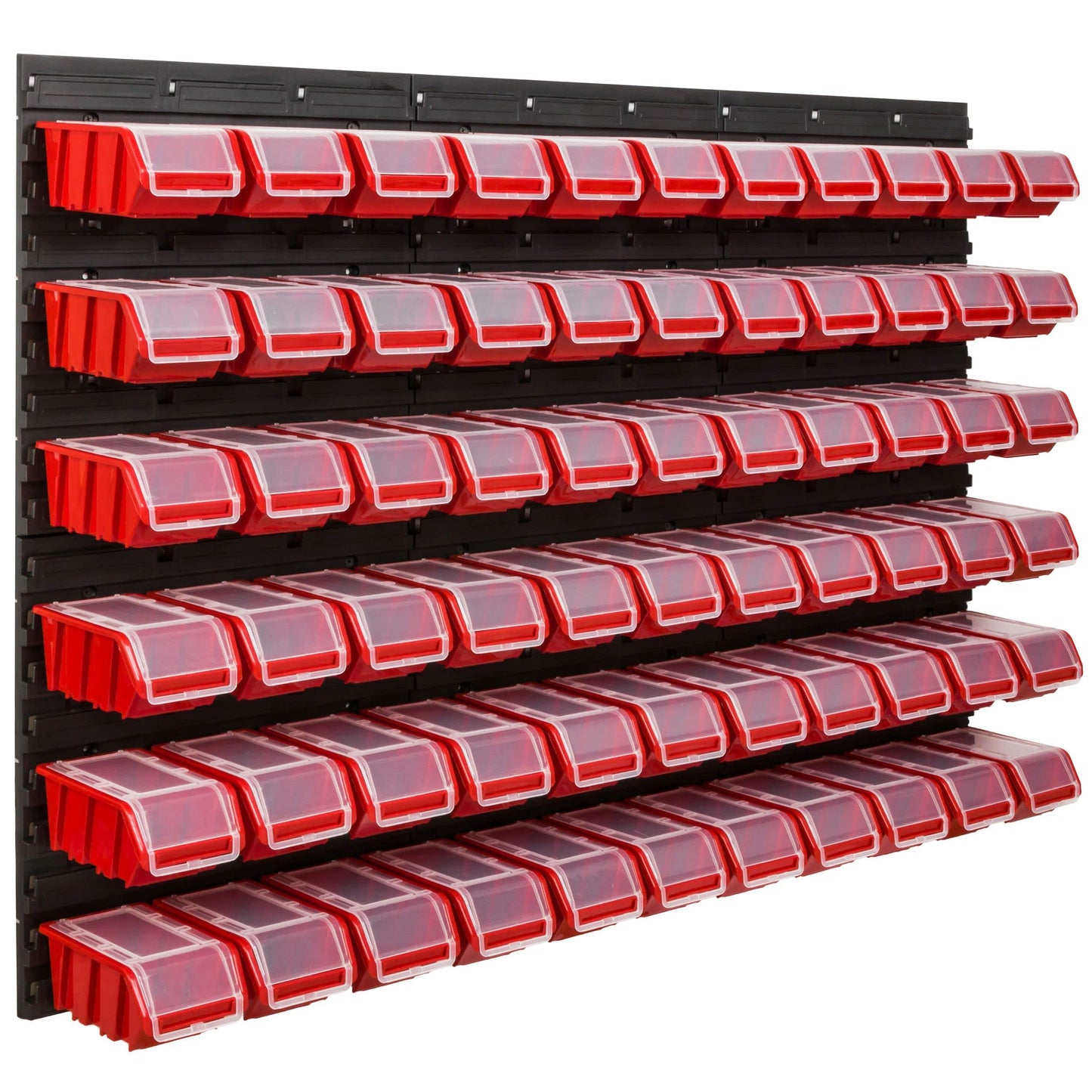 Storage System Workshop Shelving | 117 x 78 cm | Pack of 66 | Wall Shelf with Stacking Boxes - Wall Plates Extra Strong Chute Shelf Warehouse Hole Wall Storage Shelf Garage Shelf (3)