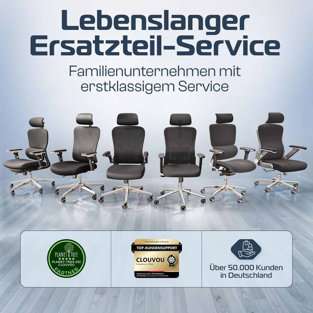 CLOUVOU BrightSeat Ergonomic Office Chair [Test Winner] Desk Chair 100% Individually Adjustable Office Chair & Gaming Chair Computer Chair Home Office Chair Ergonomic Swivel Chair 150 kg