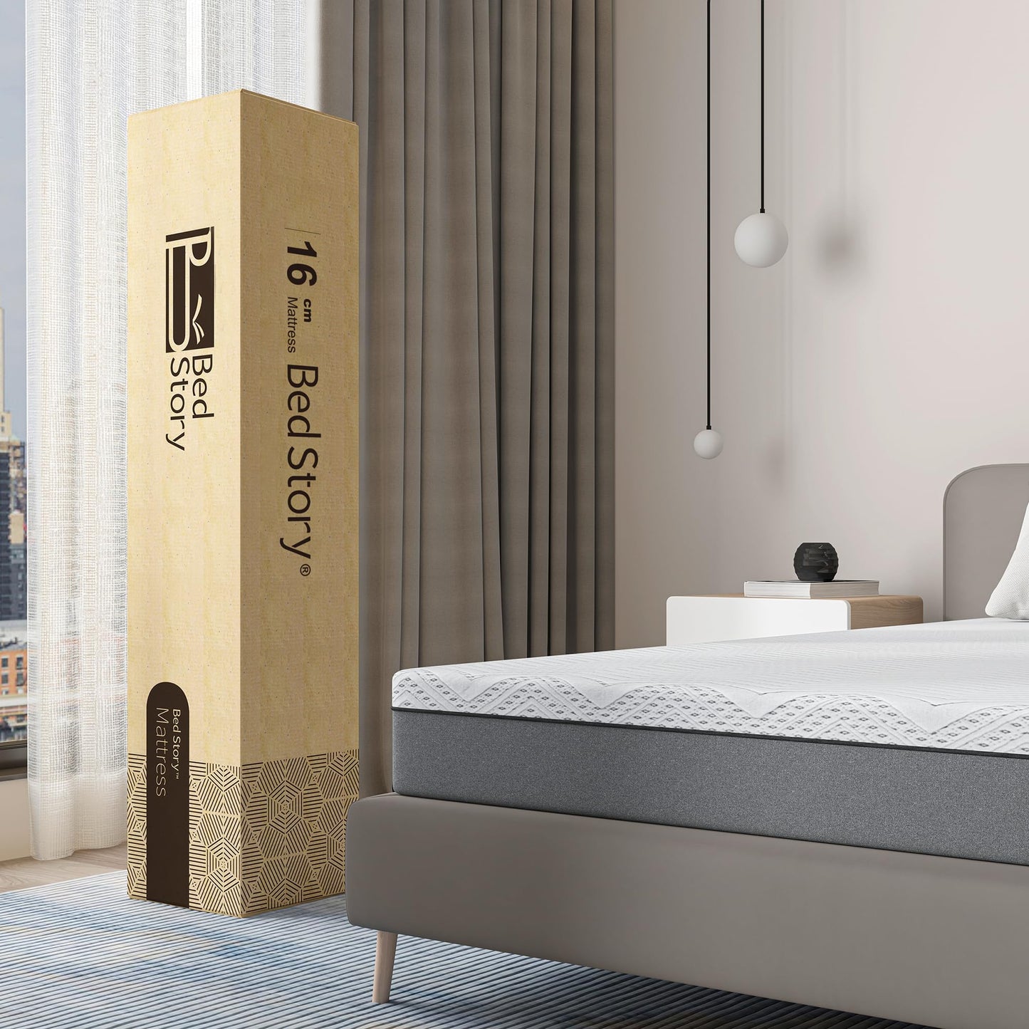 BedStory Mattress 180 x 200 cm Bamboo Charcoal Gel Foam, Height 18 cm, 7-Zone Memory Foam Mattress, Medium Hardness with Support, Removable and Washable Cover (180 x 200 x 18 cm)