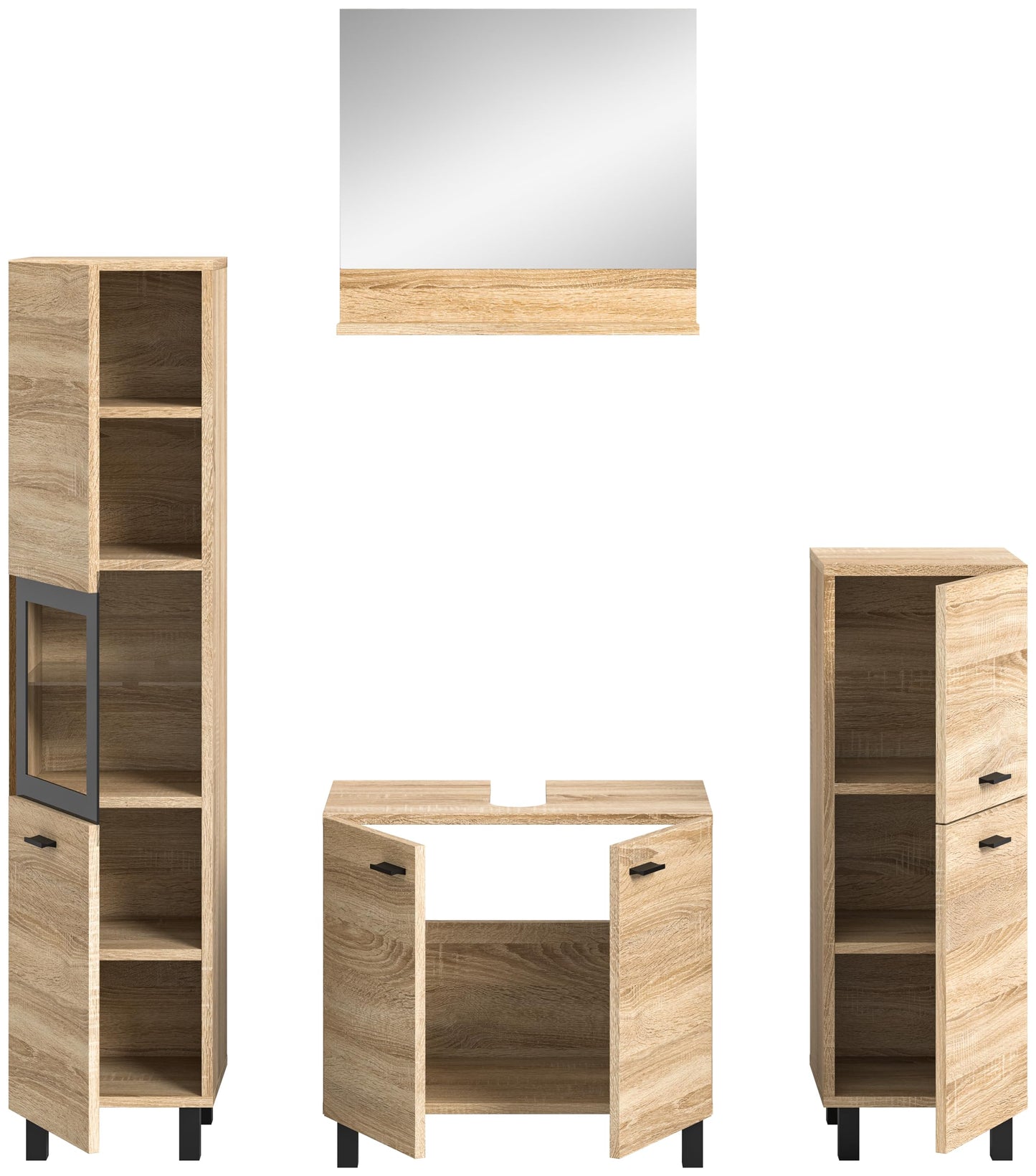 Boston Bathroom Cabinet, Standing Wall Cabinet, Hanging Cabinet, Wall Cabinet, Sonoma Oak Wood, Approx. 30 x 80 x 29 cm, Floor Standing/Hanging Mountable