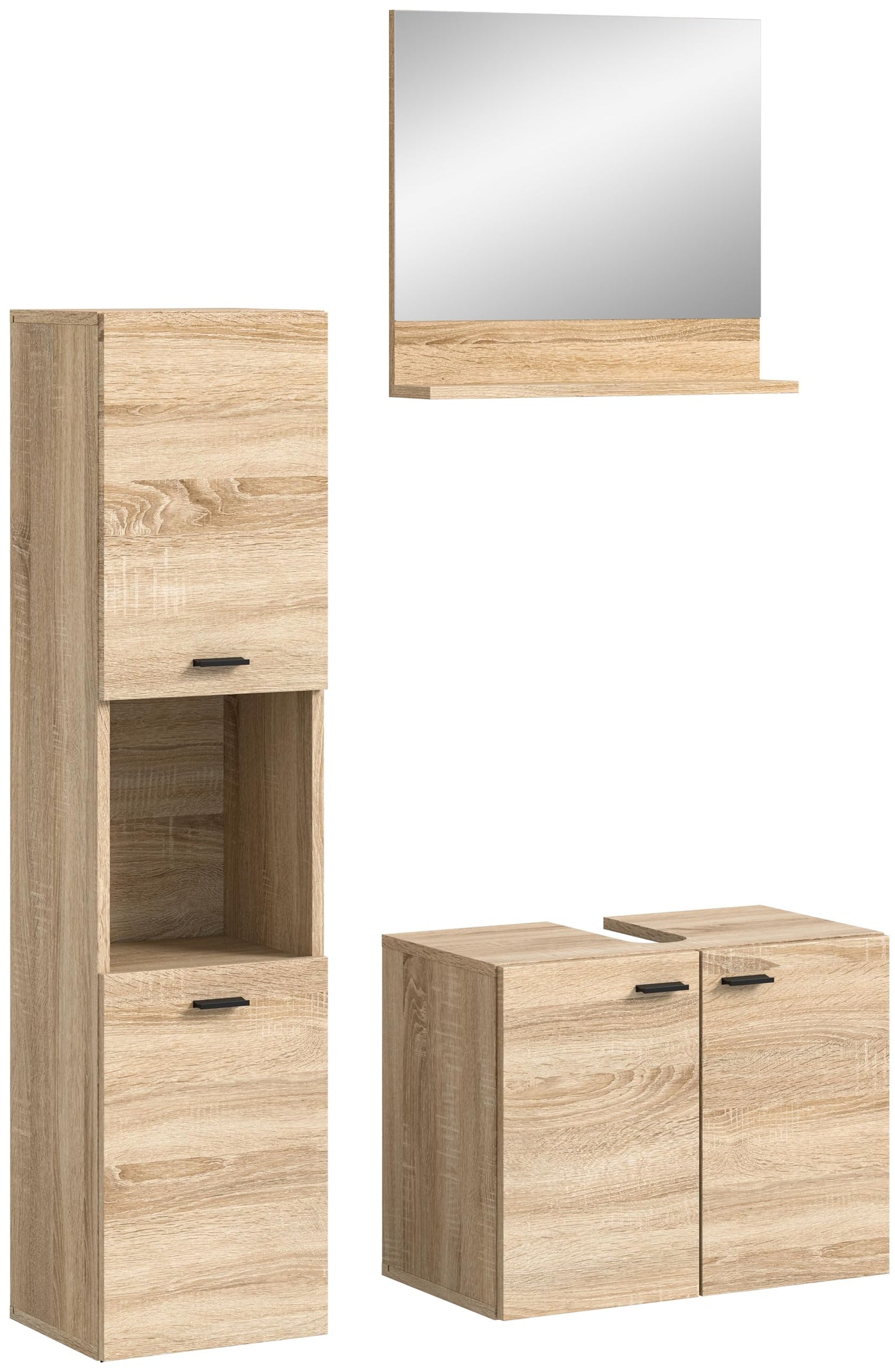 Boston Bathroom Cabinet, Standing Wall Cabinet, Hanging Cabinet, Wall Cabinet, Sonoma Oak Wood, Approx. 30 x 80 x 29 cm, Floor Standing/Hanging Mountable