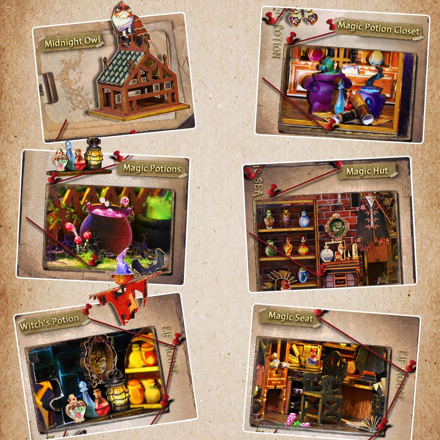 Mostop DIY Miniature Dollhouse Kit,Wooden Dollhouse Construction Kit,Miniature House Kit with LED Light und Bewegungen,Creative Room Idea for Children/Adults,Magic House,DIY Kits (Twilight Book City)