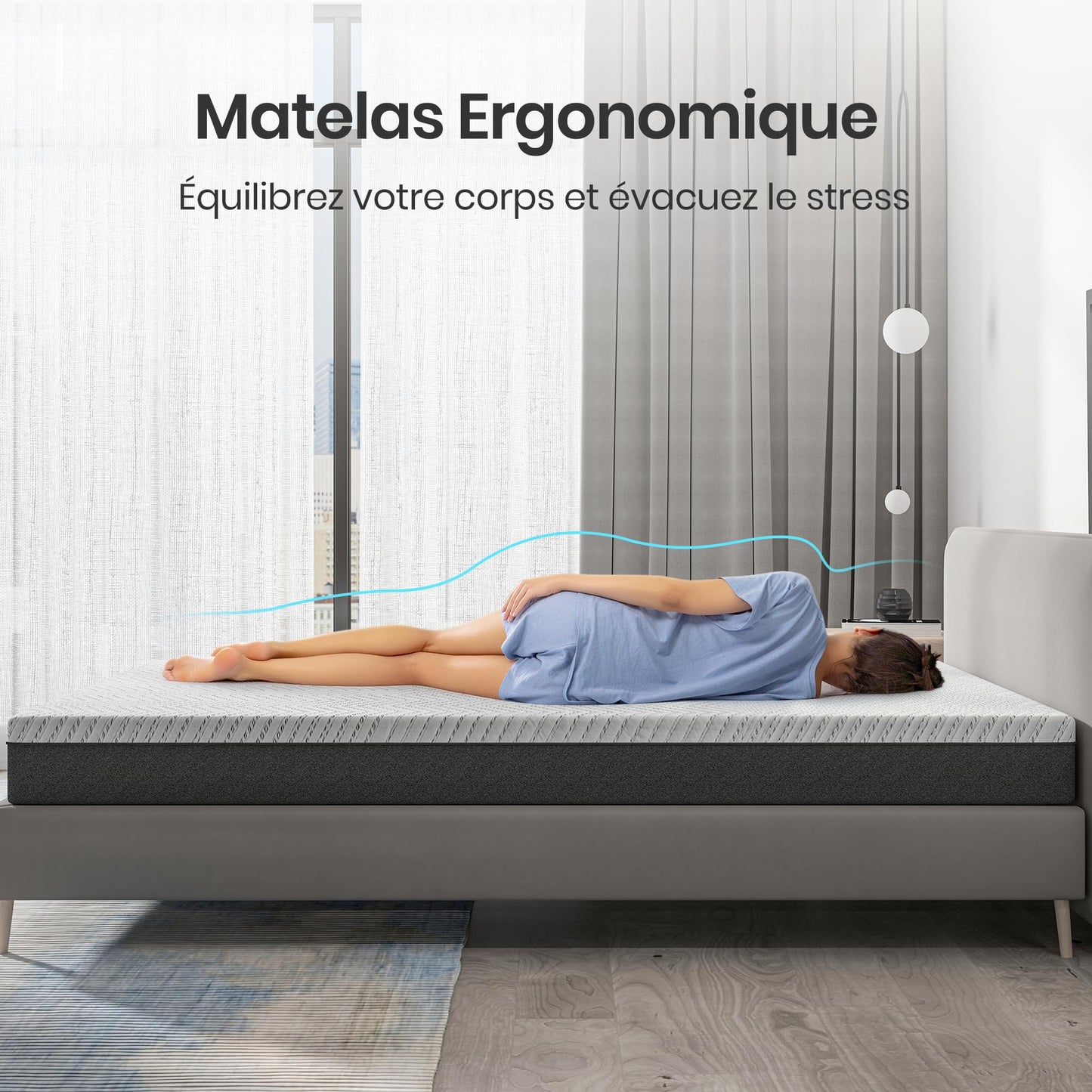 BedStory Mattress 180 x 200 cm Bamboo Charcoal Gel Foam, Height 18 cm, 7-Zone Memory Foam Mattress, Medium Hardness with Support, Removable and Washable Cover (180 x 200 x 18 cm)