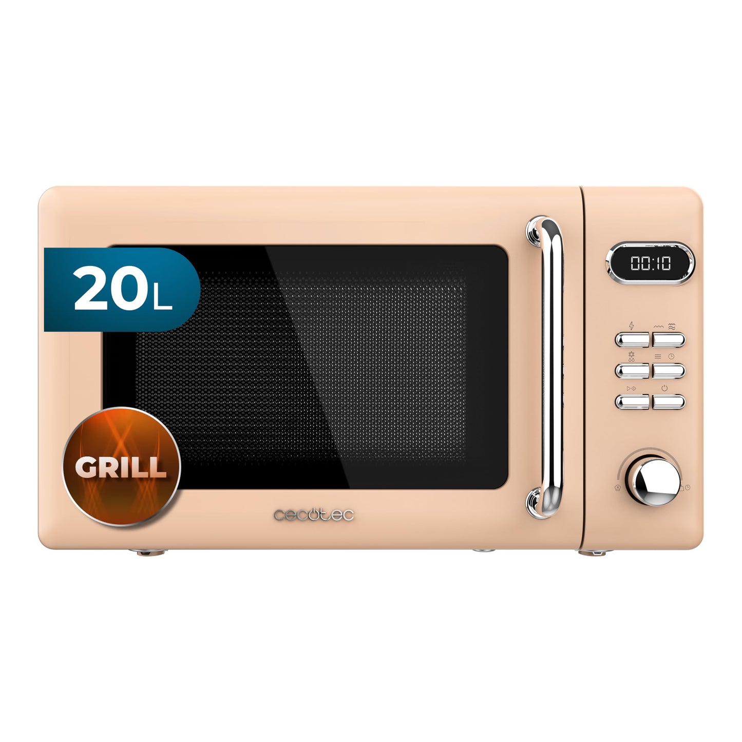 Cecotec Proclean 5110 20L Retro Beige 700W 5 Level Digital Microwave with Grill - 60 Minutes Timer - 8 Programmes and Defrost Mode - Vintage Beige