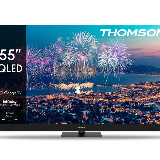 THOMSON 55QG6C14 QLED Plus Google Smart TV, Wi-Fi, Dolby Audio, Built-in Front Speaker, Bluetooth 5.1, Triple Tuner (Cable/Satellite/Antenna), HDMI, CI+, A+ Panel