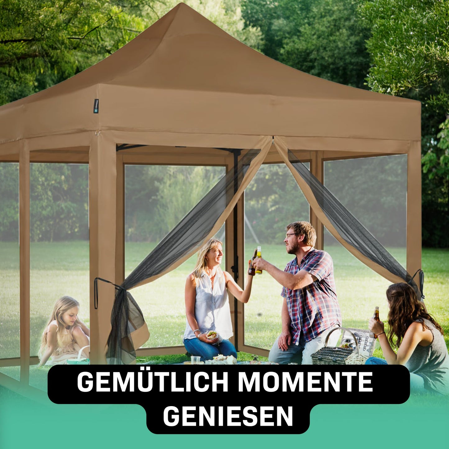 VONROC Gazebo 3 x 3 m Waterproof Stable – Party Tent EasyUp System [3Min Assembly] Pop-up Folding Gazebo Modular Expandable as Festival Tent, Garden Gazebo