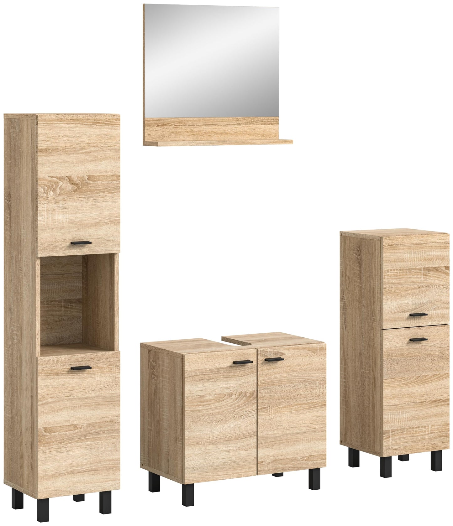 Boston Bathroom Cabinet, Standing Wall Cabinet, Hanging Cabinet, Wall Cabinet, Sonoma Oak Wood, Approx. 30 x 80 x 29 cm, Floor Standing/Hanging Mountable