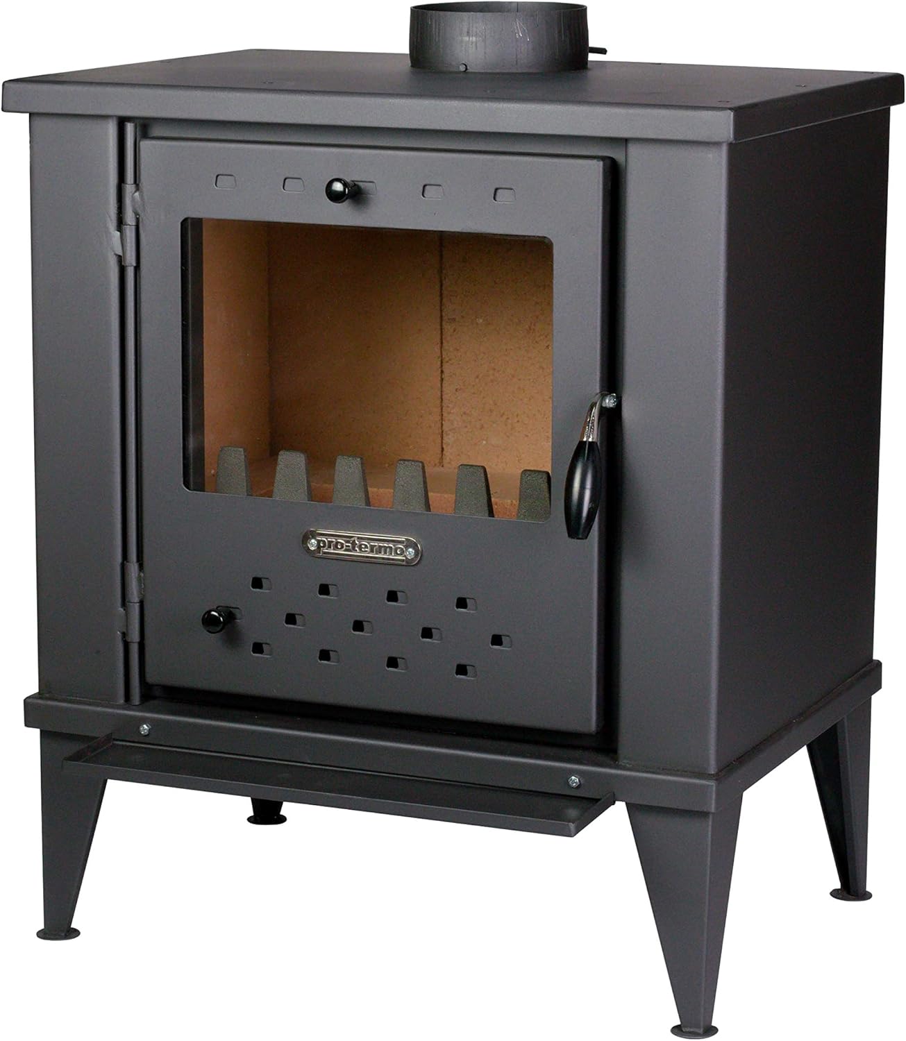 ProTermo Fenix Fireplace Anthracite 12.2 kW Heating Capacity 62 x 44 x 73 cm Wood Stove with Fireclay Stones - Type 2