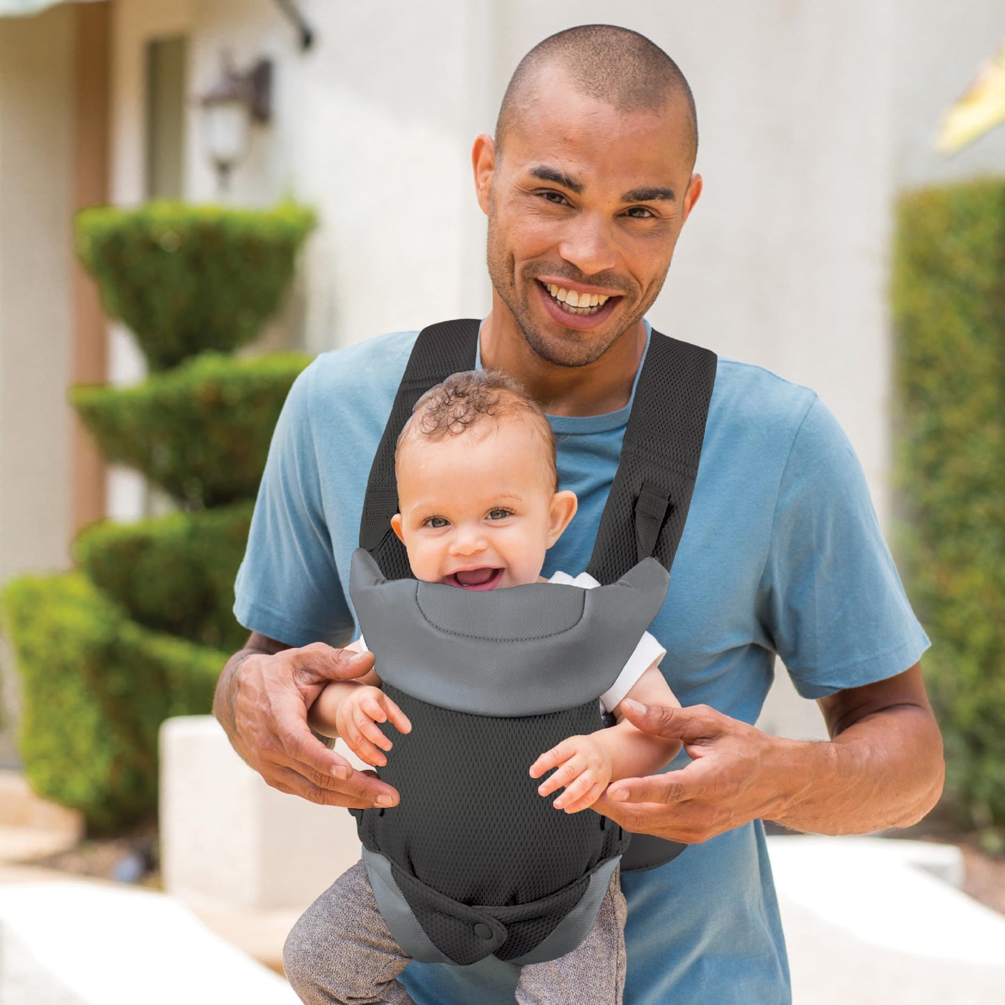 Infantino Flip Advanced 4-in-1 Ergonomic Convertible Baby Carrier with Inside and Out View, Front and Back, Portable for Newborns to Toddlers from 8-32 lbs, Grey