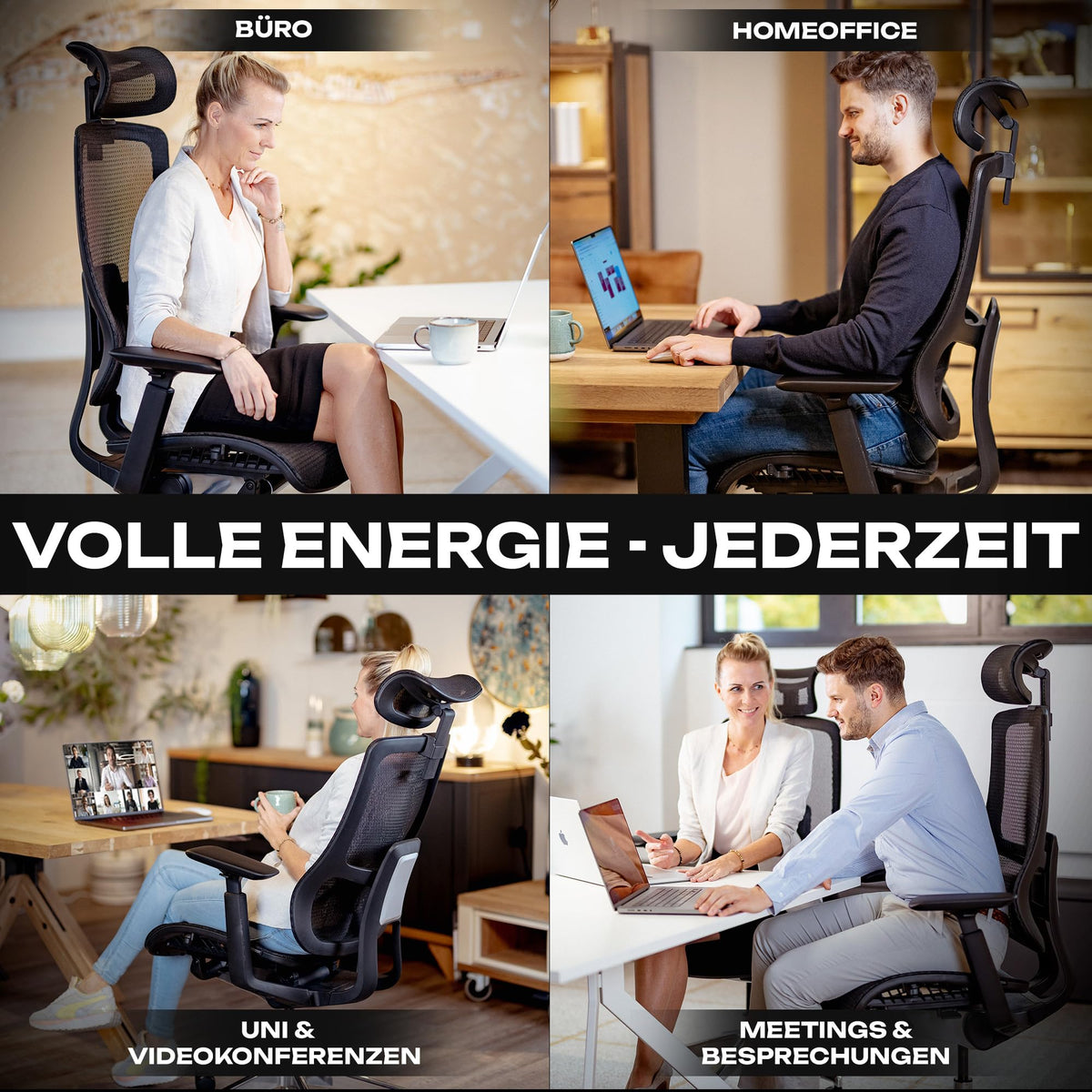 M2 Ergonomic Office Chair, Test Winner with Adjustable Armrest without Headrest for Maximum Freedom of Movement, Back-Friendly, Comfortable Desk Chair for Office and Home Office Chair
