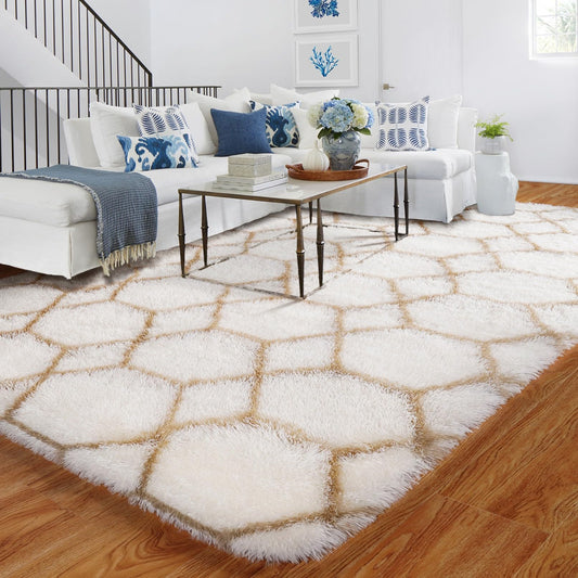 BYBSRLL Checked Rug Pink and White 120 x 180 cm High Pile Soft Fluffy Cuddly Rug Washable Rug Living Room Bedroom Children's Room Girls Non-Slip Rugs for Living Room