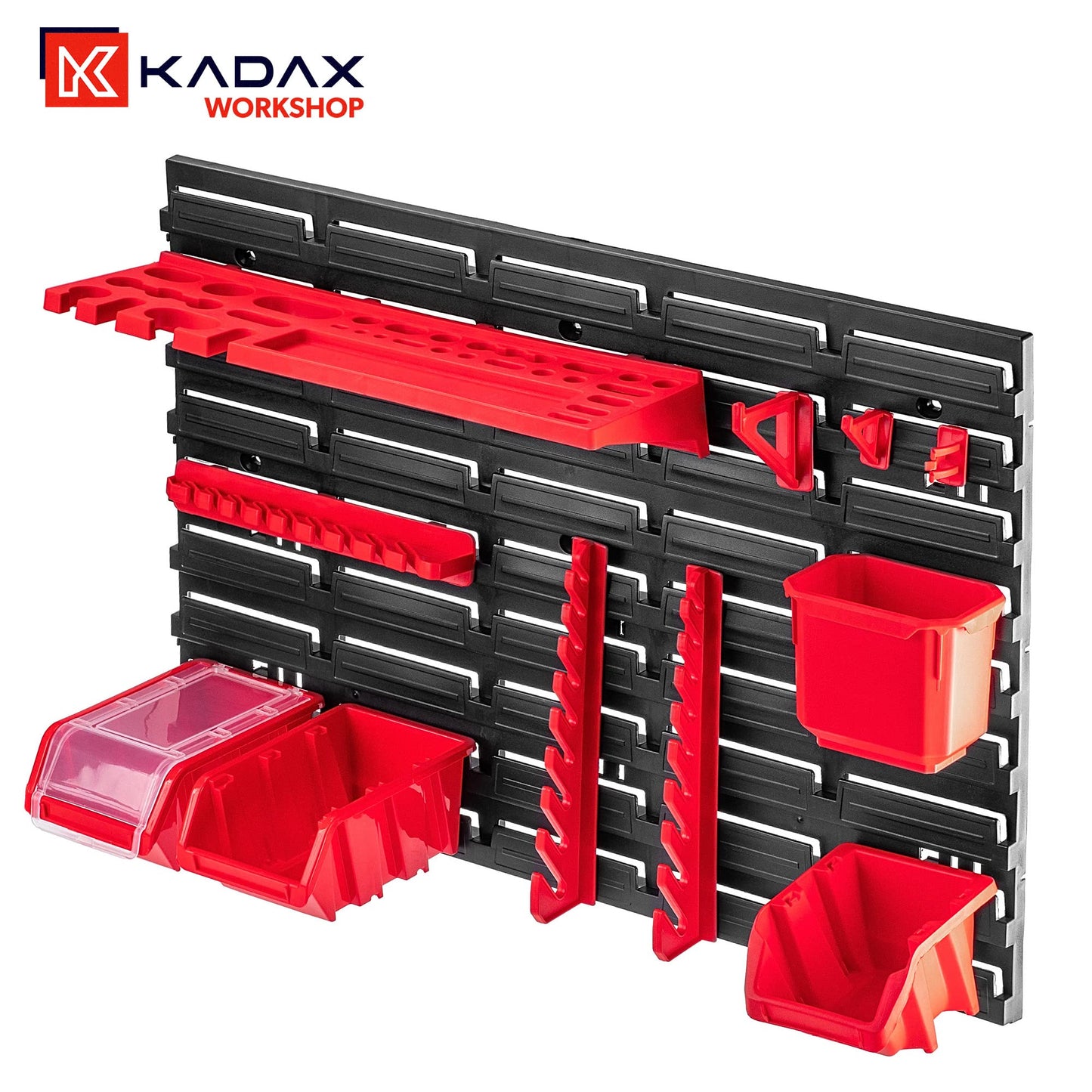 KADAX Tool Wall, Storage System Made of PP Plastic, Wall Shelf in Various Sizes, Workshop Wall Shelf with Viewing Storage Boxes and Tool Holders (116 x 78 cm)