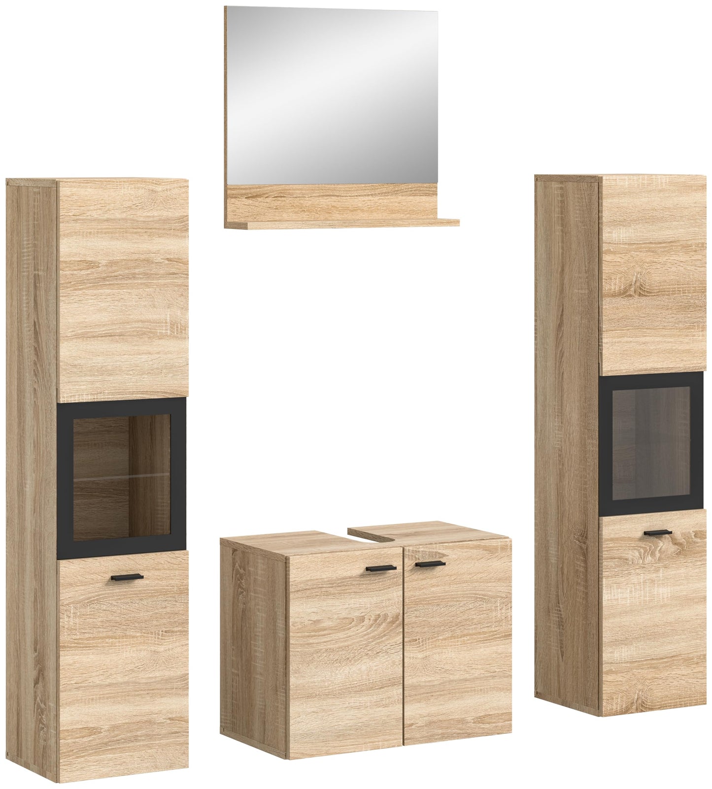 Boston Bathroom Cabinet, Standing Wall Cabinet, Hanging Cabinet, Wall Cabinet, Sonoma Oak Wood, Approx. 30 x 80 x 29 cm, Floor Standing/Hanging Mountable