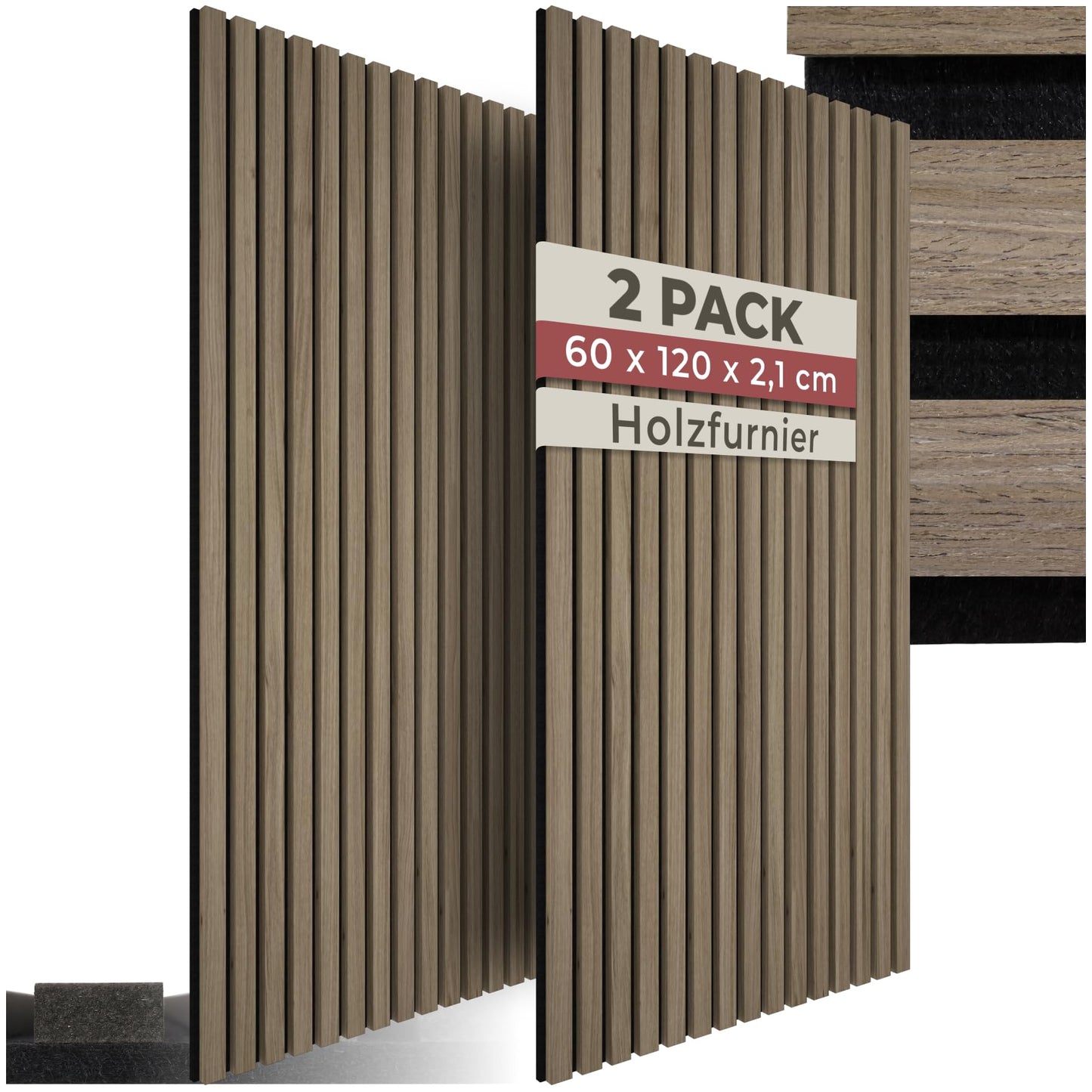 tectake® 3D Acoustic Panels, Wood Look Panels, Wall Panels in Wood Look as Sound Absorber, Panels for Living Room, Kitchen, Wall Decoration, Wall Cladding and Sound Insulation - Light Oak, Set of 4