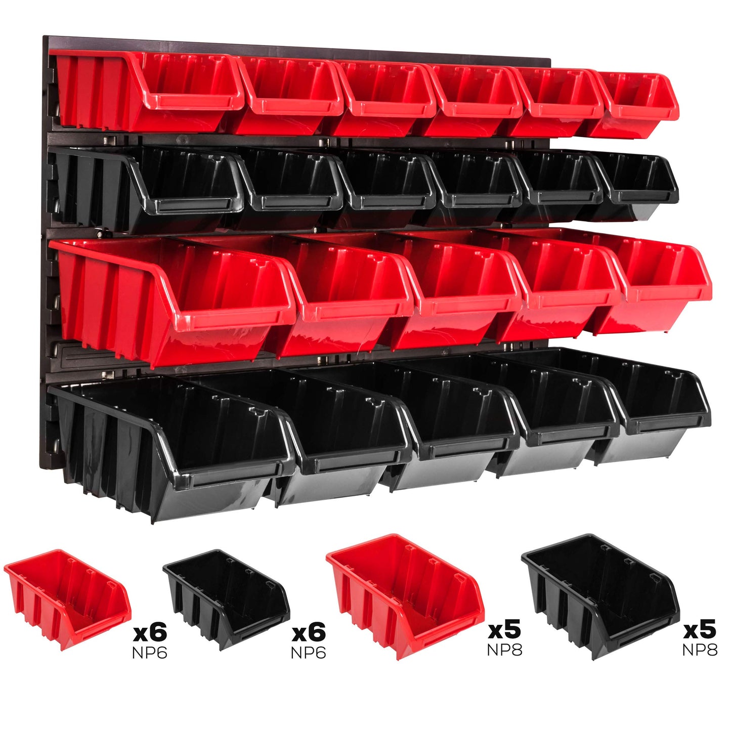 botle Storage System Wall Shelf 576 x 390 mm, Pack of 35 Boxes, Stacking Boxes, Storage Boxes, Extra Strong Wall Plates, Expandable Shelf, Workshop Shelf, Storage Shelf, Workshop Wall Shelf, Boltless