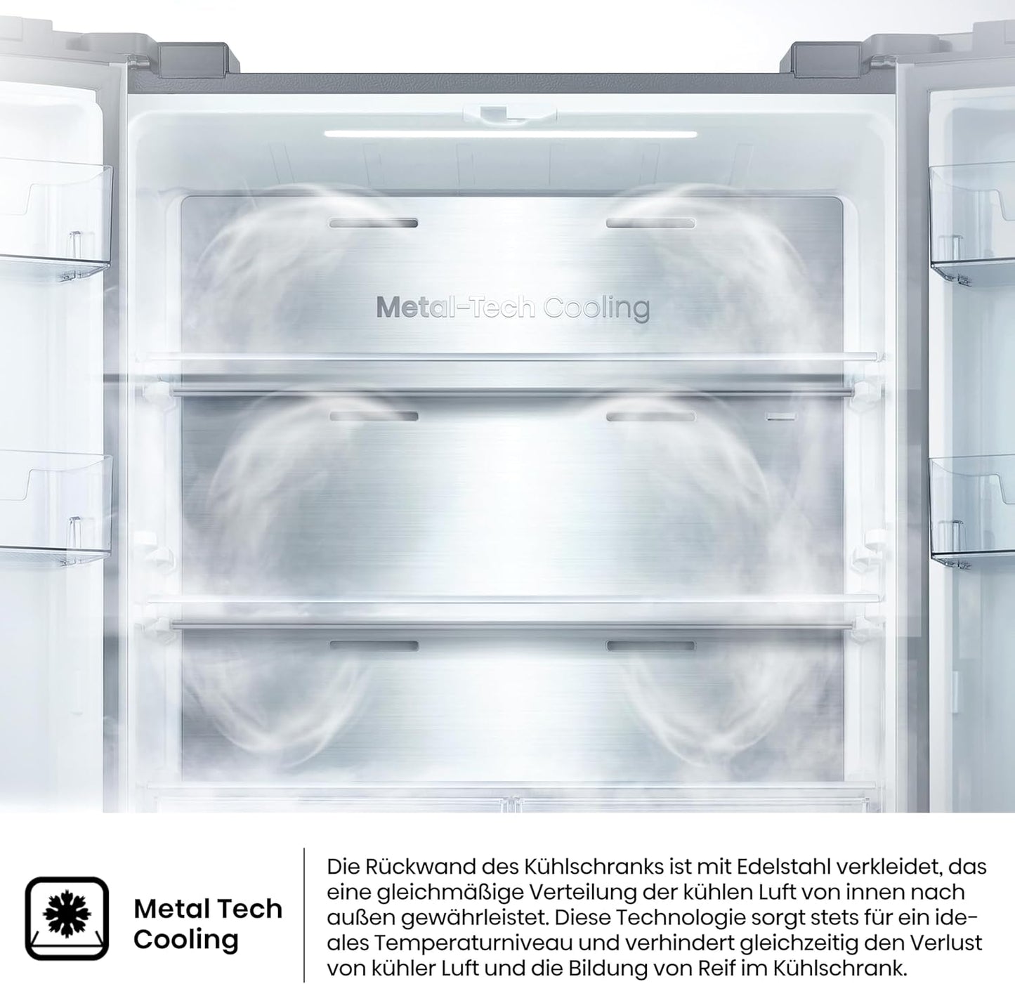 Hisense RQ5P470SAID Cross-Door Fridge-Freezer, 304 Litre Fridge Capacity, 179 Litre Freezer, Total NoFrost, Wifi, Multi AirFlow, FastFreeze, Energy Efficiency Class D, 178.5 cm x 79.4 cm