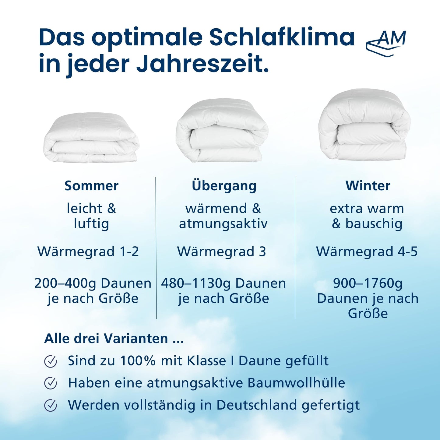 100% down - high-quality down duvet 135 x 200 cm for the transitional period - warm transition duvet 135 x 200 - for spring and autumn - cotton inlay