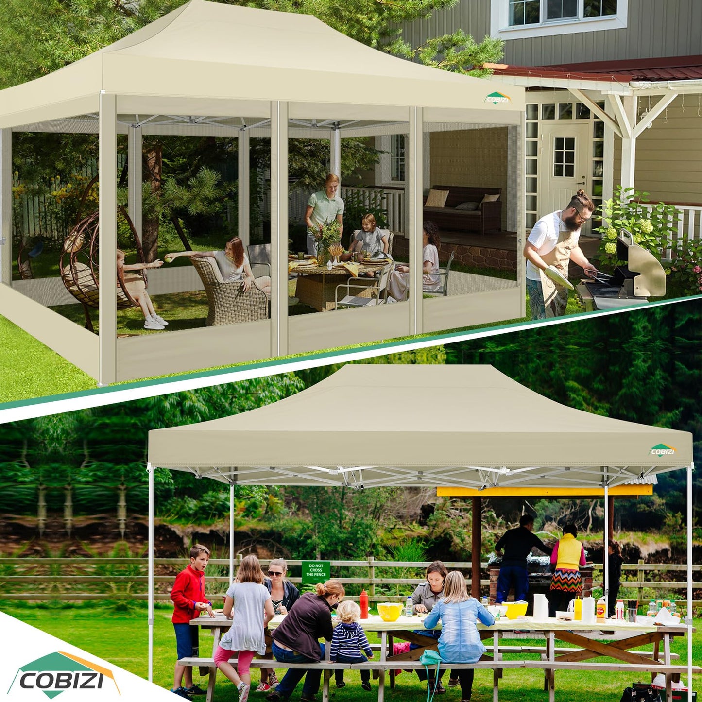 COBIZI Pavillon 3x3 Faltpavillon 3x3 Wasserdicht Stabil, Partyzelt Gartenpavillon UV-Schutz mit 4 Seitenwänden aus Mesh, Schwarz