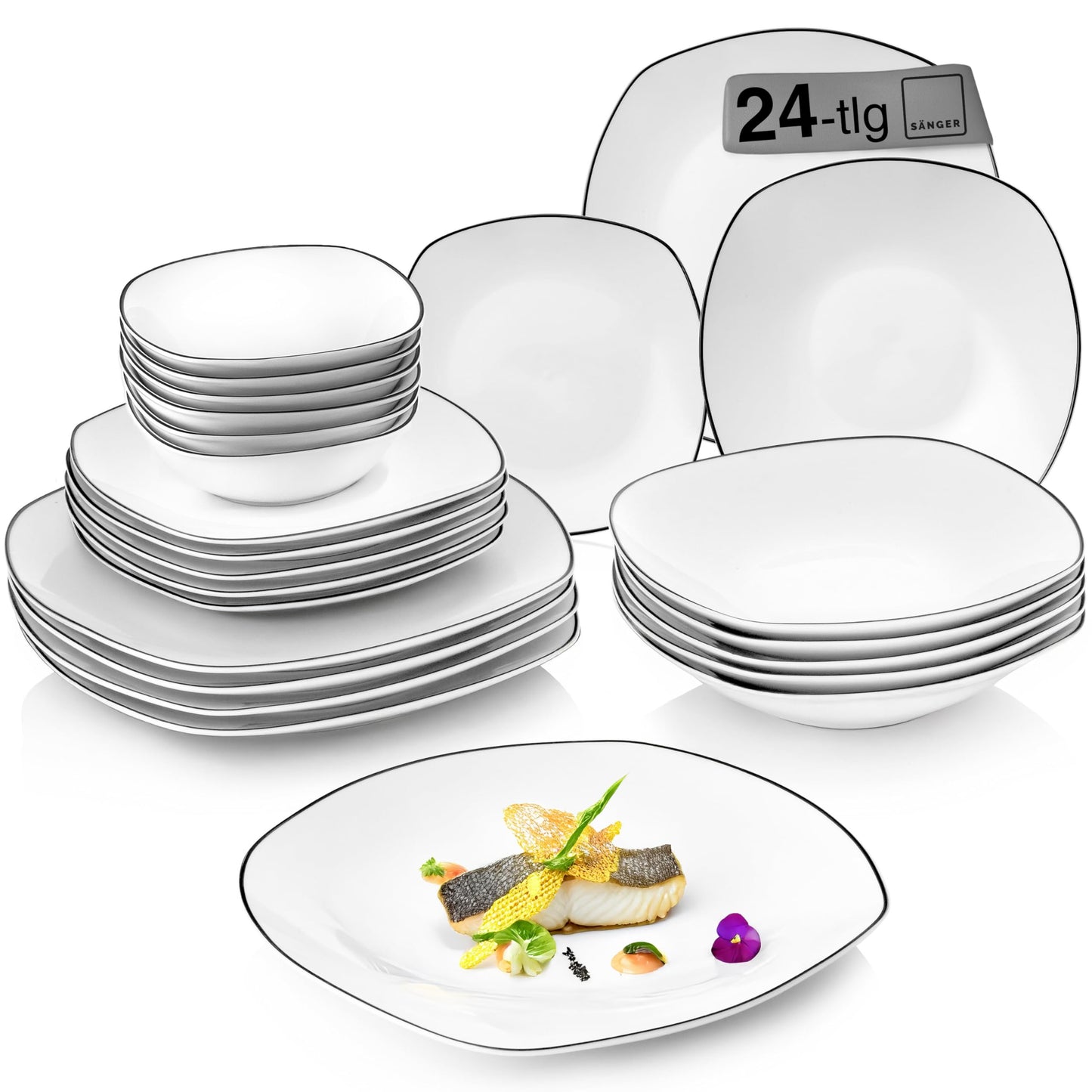 Sänger Bilgola Black Lines Complete Dinner Set