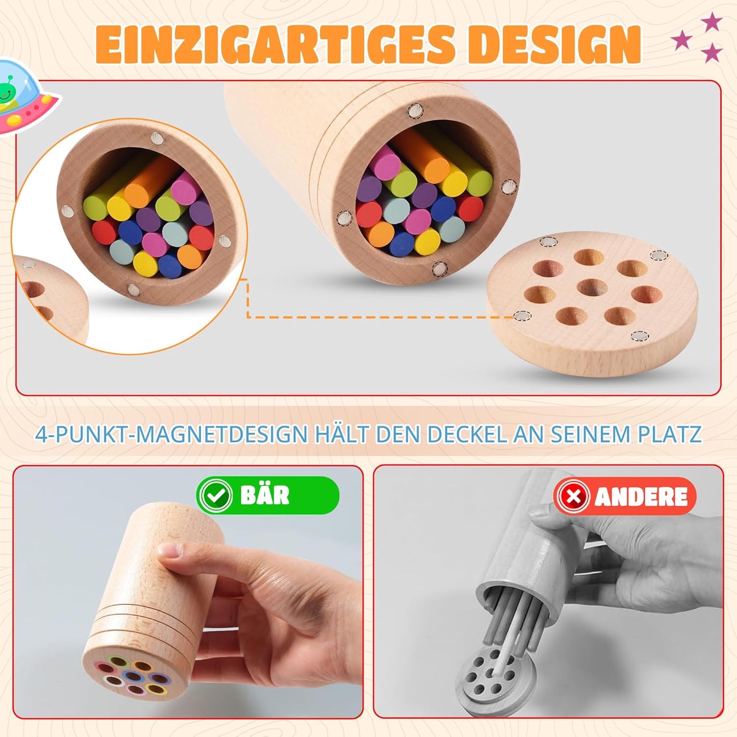 YAANI Montessori Sorting Sticks, Montessori Toy from 1 Year, Baby Toy 6 Months, Montessori Toy Baby, Toy from 2 Years, Montessori Toy from 3 Years