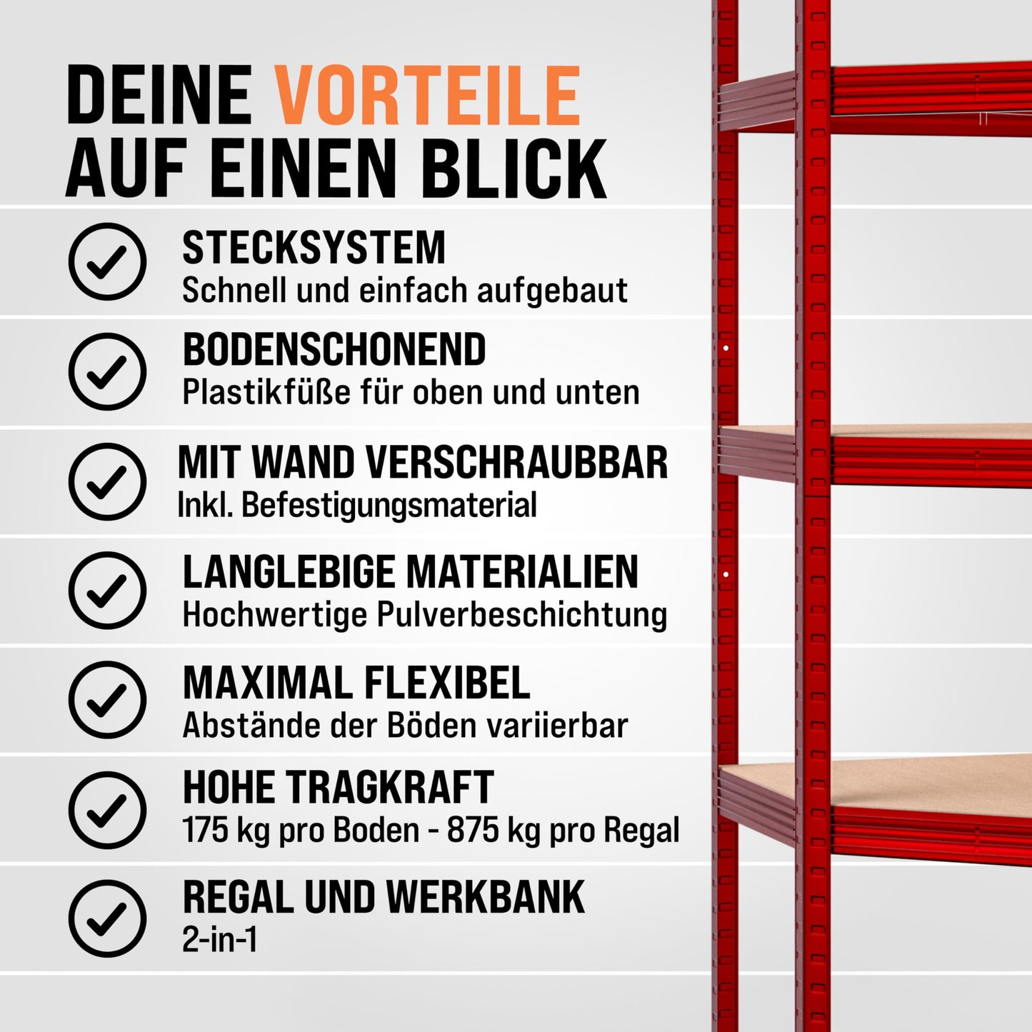 Monzana XL Heavy Duty Shelving 2625 kg, 15 MDF Panels, Storage Shelf / Basement Shelf / Workshop Shelving / Shelving Unit, Set of 3