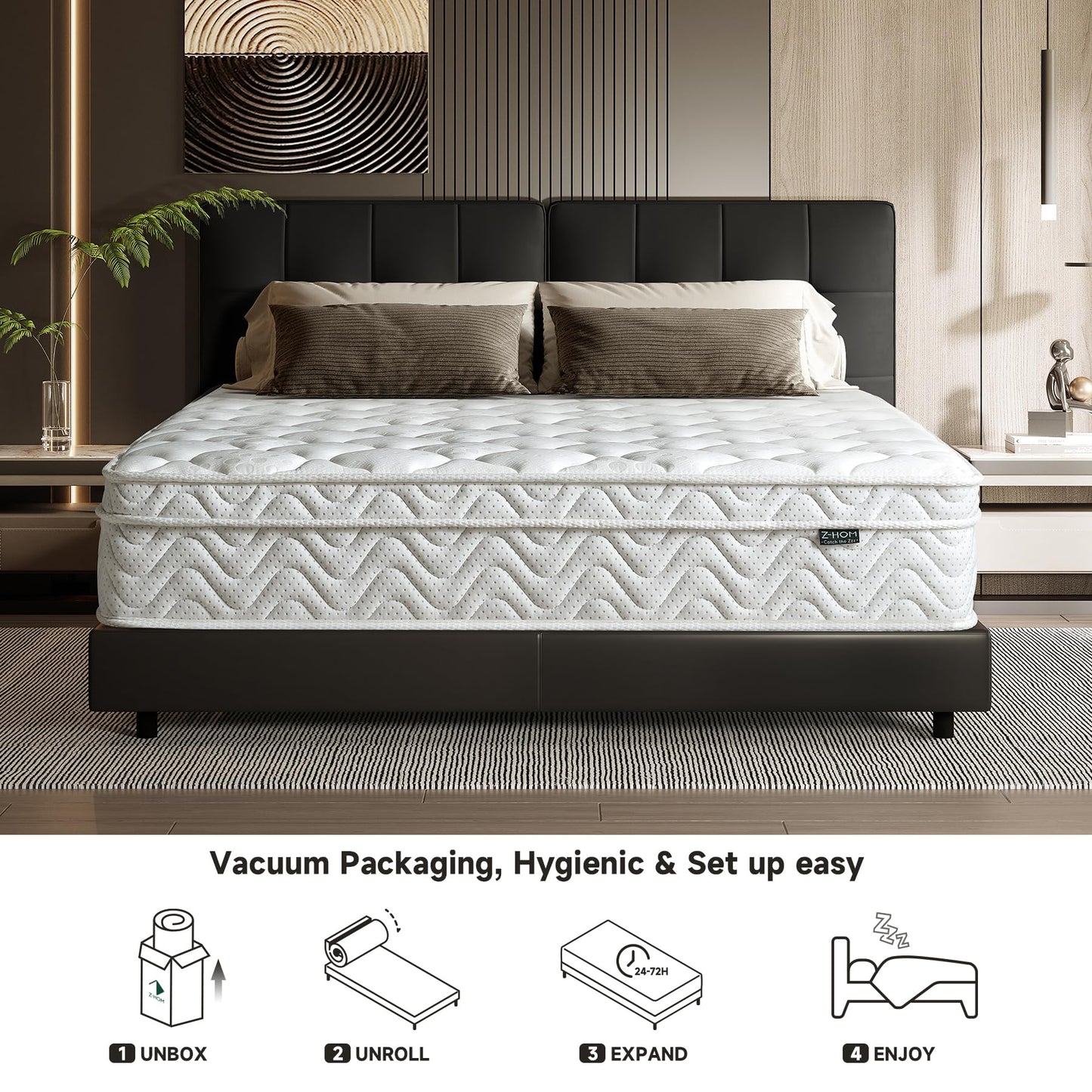 Z-hom Mattress 160 x 200, Height 26 cm 7-Zone Spring Mattress Orthopaedic Pocket Spring Mattress with High-Quality Comfort Foam/Hardness H2 & H3/Back-Relieving / Oeko-Tex Certified