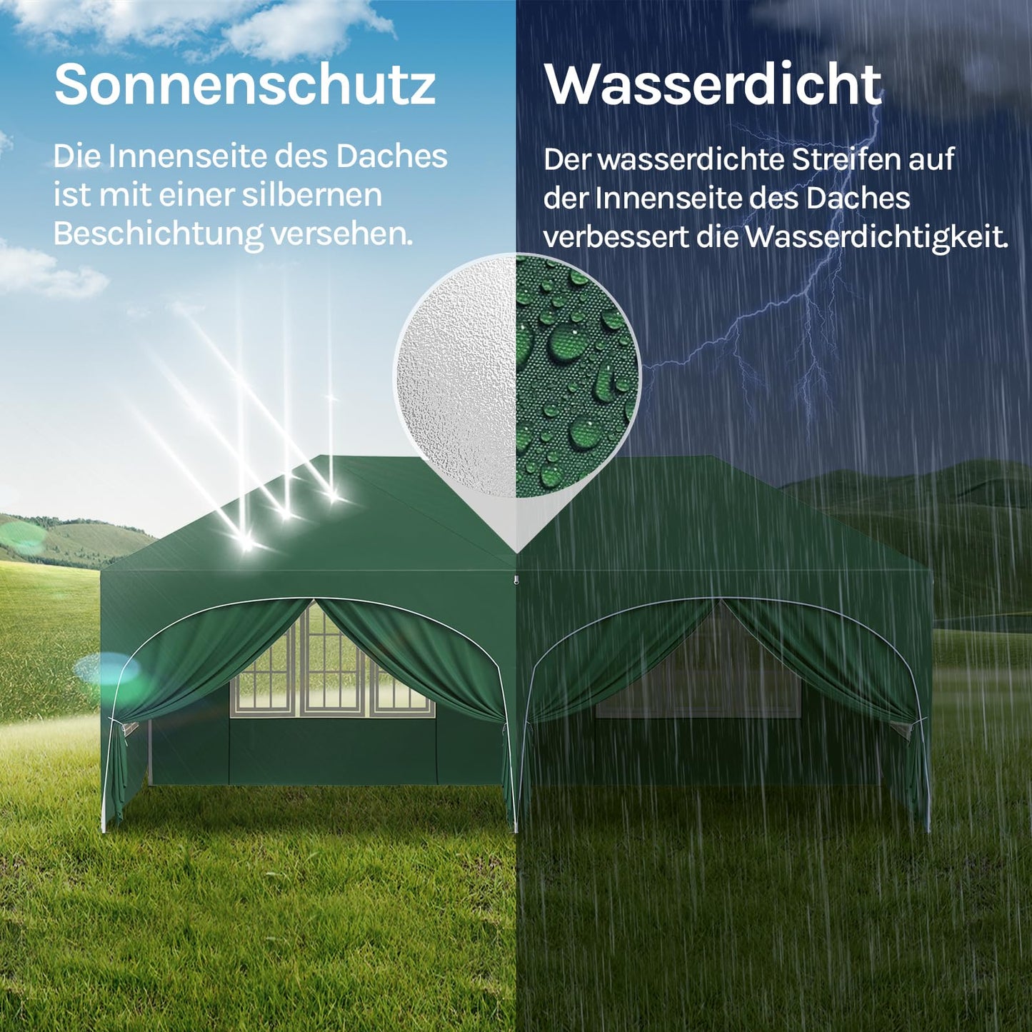 WOLTU Gazebo, Folding Gazebo, 3 x 6 m, with 6 Side Walls, Party Tent, Water-Repellent, UV Protection 50+, Height-Adjustable Garden Gazebo, with Carry Bag, for Outdoor Garden, Camping, Grey