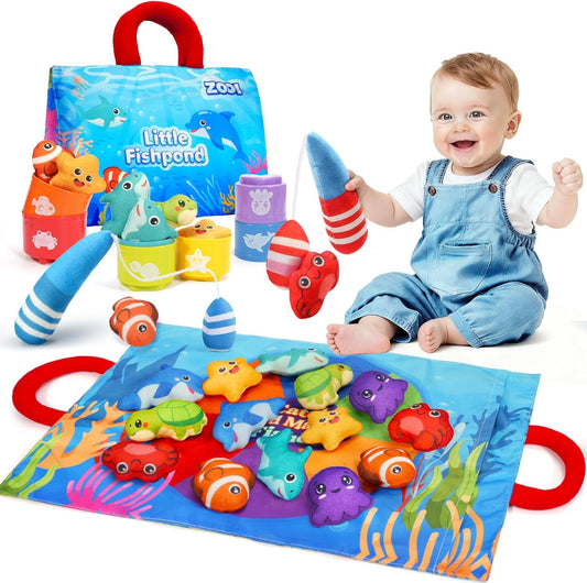 ZOOI Montessori Toy from 1 Year, 5 in 1 Motor Skills Toy Fishing Game, Toy from 1 2 3 Children Year, Gifts for Girls and Boys, Children's Toy from 1 Year, Sensory Motor Skills Toy