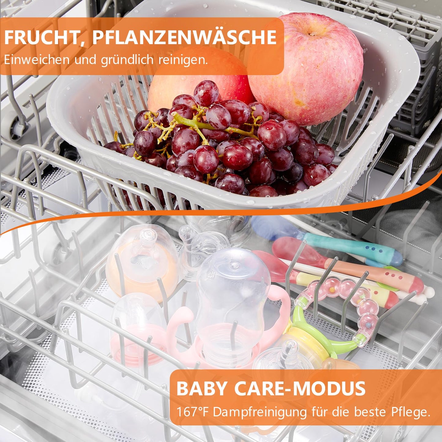 Karlxtom TDQR03A Mini Dishwasher, 6 Programmes Freestanding Table Dishwasher, Dishwasher with 2 Water Supply Modes, Car Drying, Perfect for Small Families and Couples