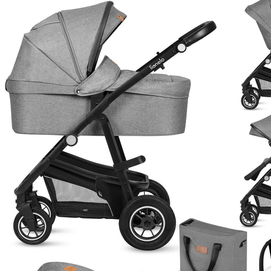 LIONELO Bianka Pushchair 3-in-1 up to 22 kg Baby Carrycot Car Seat Foldable Travel System Adjustment of the Backrest Wheels 360o Shock Absorber Hood XXL