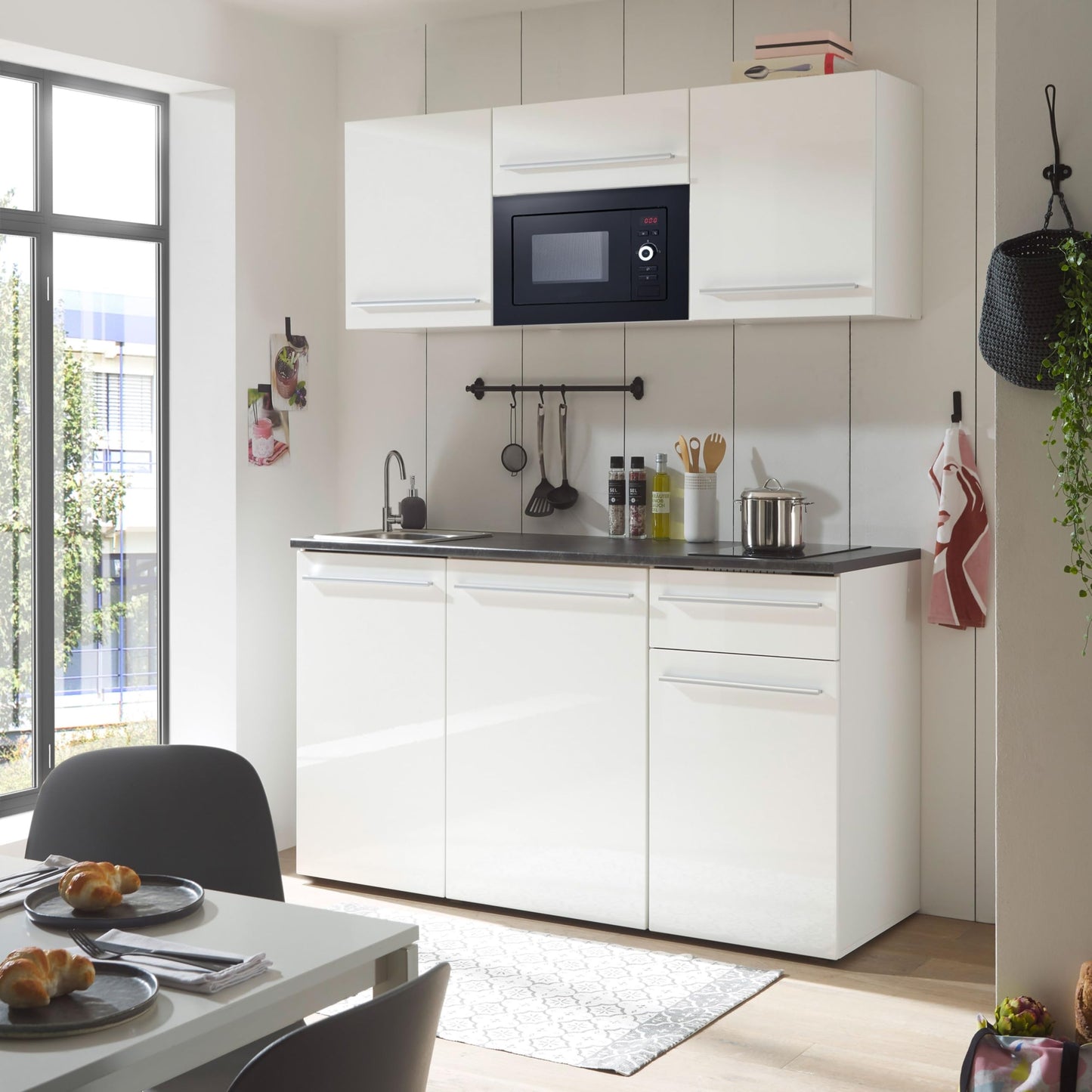 Jazz 84-240-Y6 Single Kitchen Unit Black / Artisan Oak Approx. 160 x 212 x 60 cm