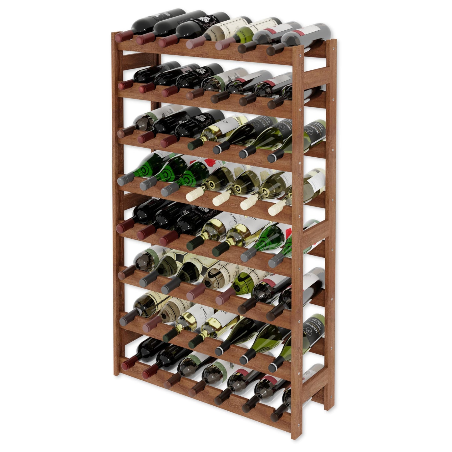 Lenmar, Wooden Wine Rack for Bottles, Natural, RW-1, Wine, Bottle Rack, Cellar Rack, Shelves, Bottle Holder (Natural, RW-1-42, 102 x 63 x 25, Brown, Holds 42 Bottles)