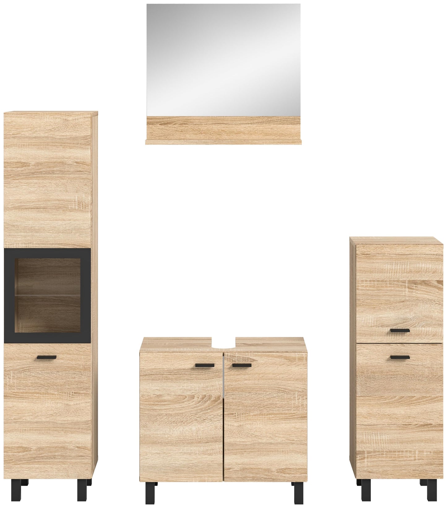 Boston Bathroom Cabinet, Standing Wall Cabinet, Hanging Cabinet, Wall Cabinet, Sonoma Oak Wood, Approx. 30 x 80 x 29 cm, Floor Standing/Hanging Mountable