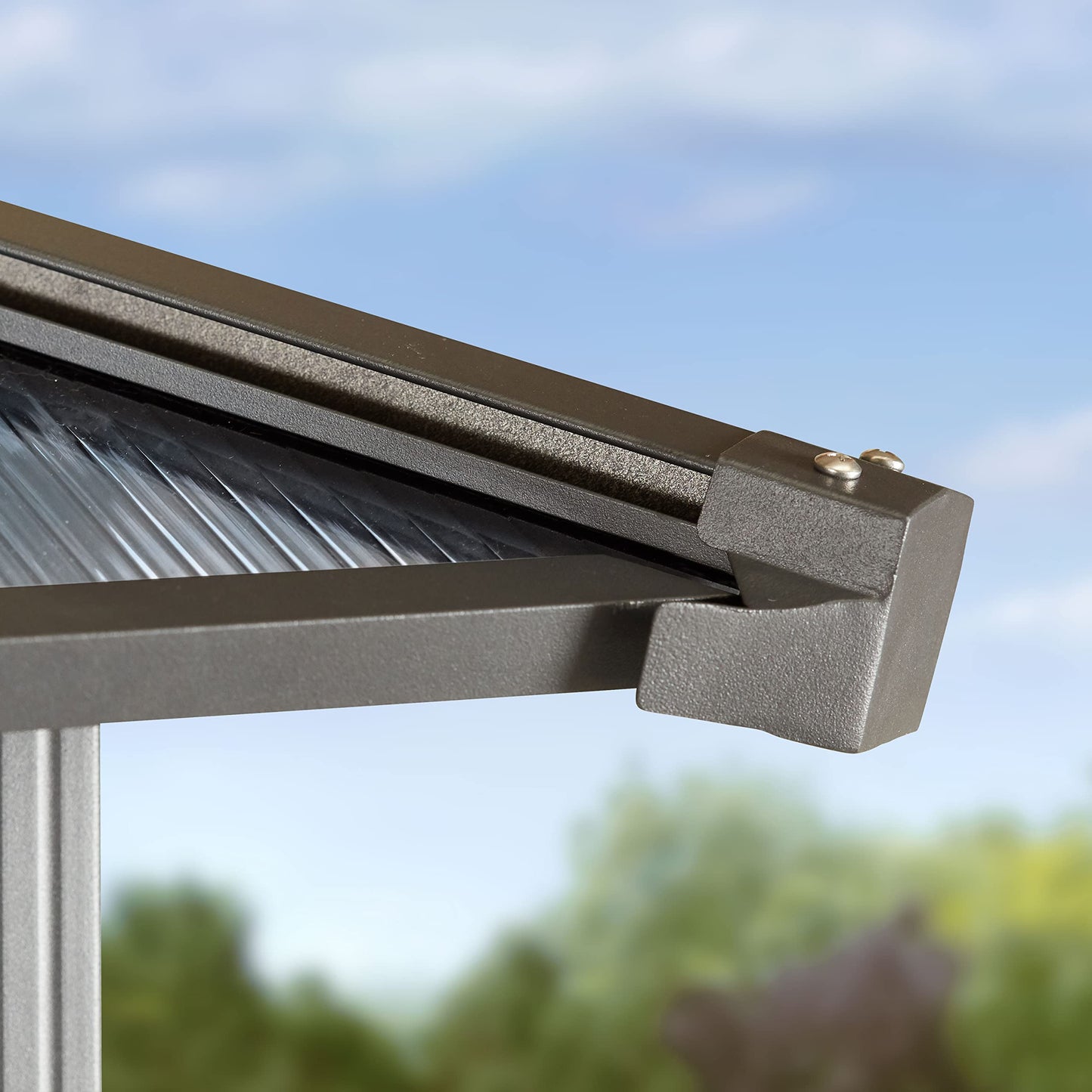 Toolport Garden Gazebo, 3 x 4 m, Waterproof, Aluminium, Deluxe, Polycarbonate Roof Approx. 8 mm, Gazebo with 4 Side Panels, Party Tent, Grey, 9 x 9 cm Profile