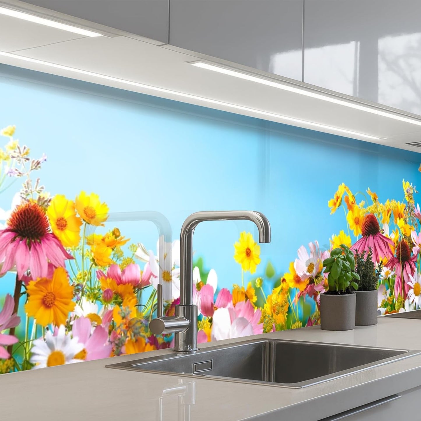 Splash Guard Kitchen Back Wall 60 x 80 cm Kitchen Washable Self-Adhesive Kitchen Wall Kitchen Front Kitchen Back Wall Protection Lavender - Purple - Flowers - Natural