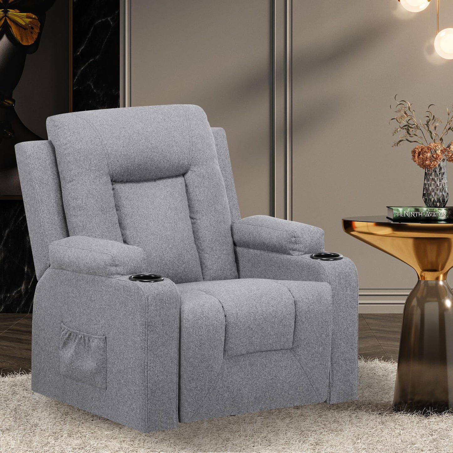 COMHOMA Relaxsessel-Set, Sofa, Sofa-Set aus Kunstleder, Fernsehsessel Ruhesessel Liegesessel mit Liege-Funktion Polstersessel Schlafsessel für Wohnzimmer Schlafzimmer Heimkino,Schwarz, 3+2+1