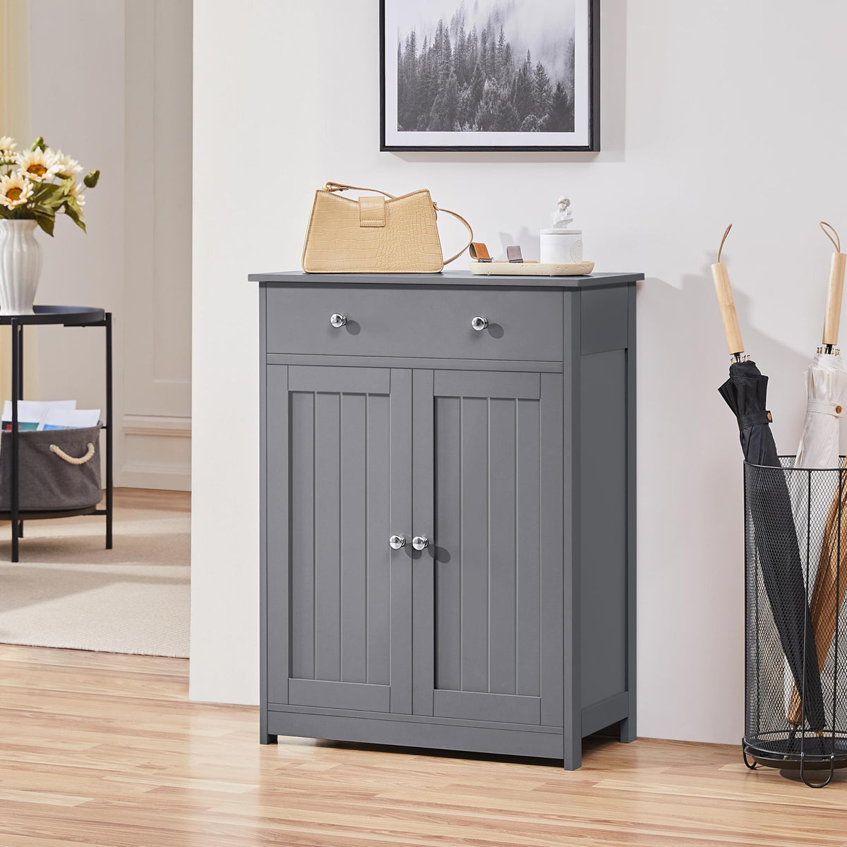 Yaheetech Bathroom Cabinet Kitchen Cabinet Chest of Drawers Storage Cabinet with Drawer and Double Door Bathroom 60 x 30 x 80 cm LBH White