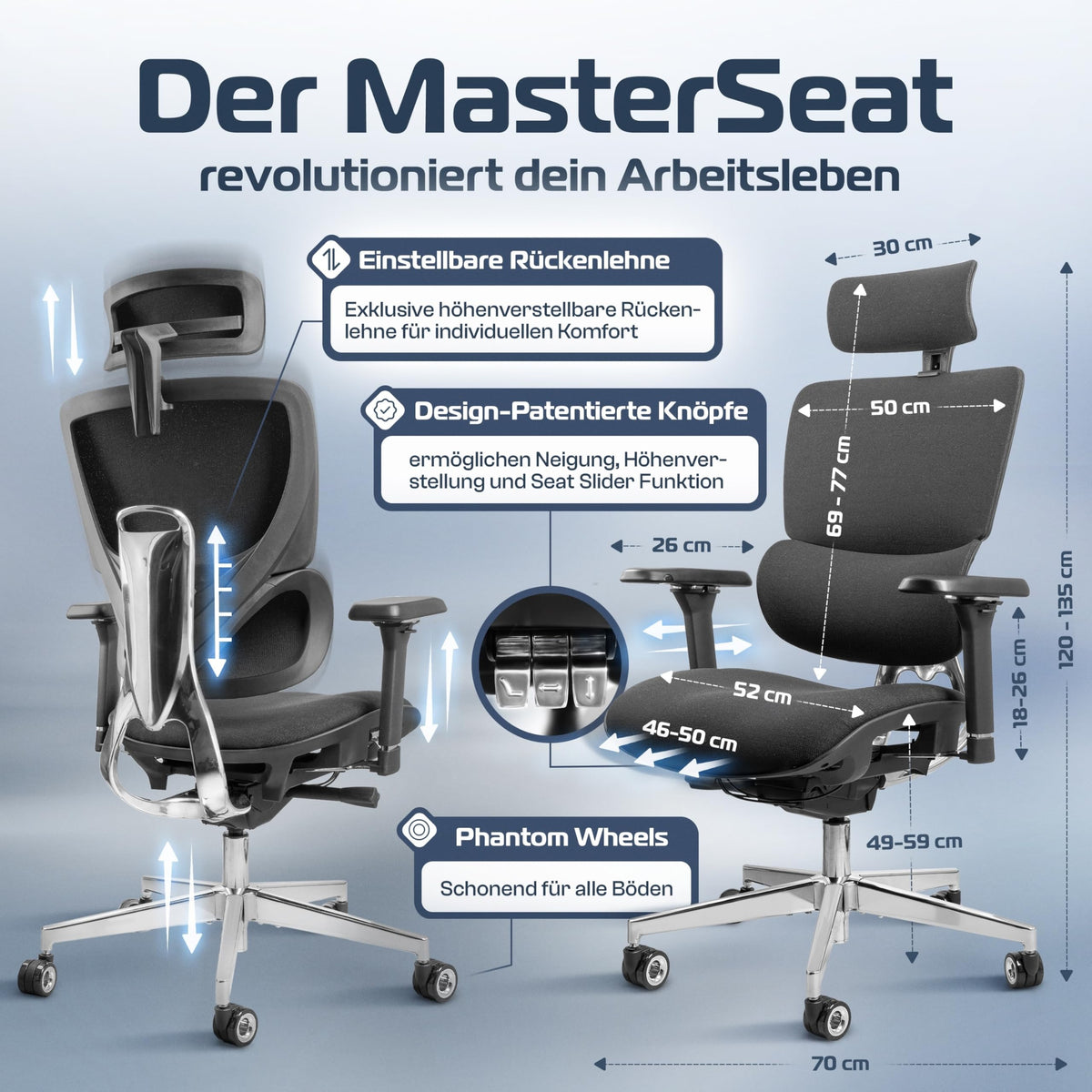 CLOUVOU BrightSeat Ergonomic Office Chair [Test Winner] Desk Chair 100% Individually Adjustable Office Chair & Gaming Chair Computer Chair Home Office Chair Ergonomic Swivel Chair 150 kg