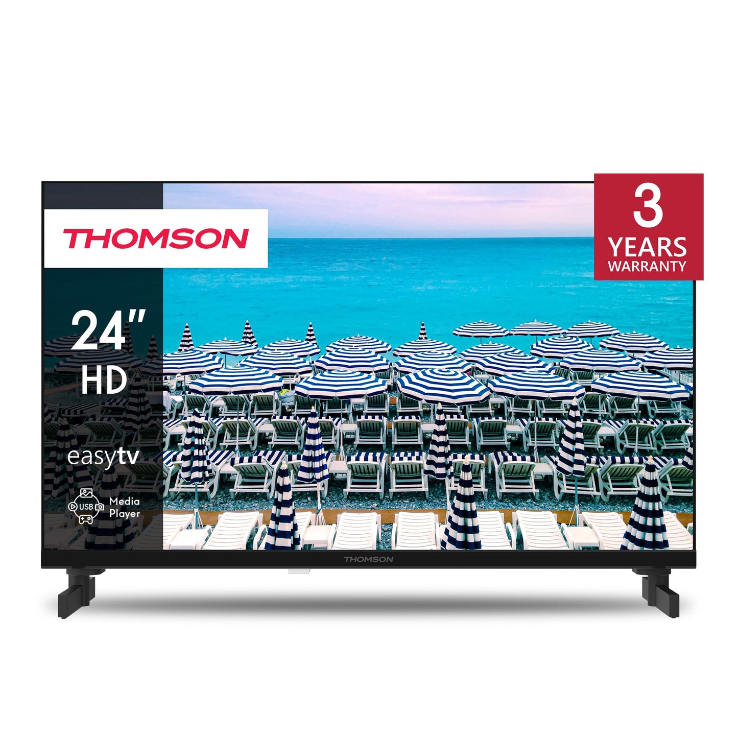 Thomson 24 Inch (60 cm) LED HD Easy TV - No Smart - Hotel Mode, USB, HDMI, Triple Tuner (Cable, Satellite, Antenna), AV IN, CI+, A+ Panel - 24HD2S13