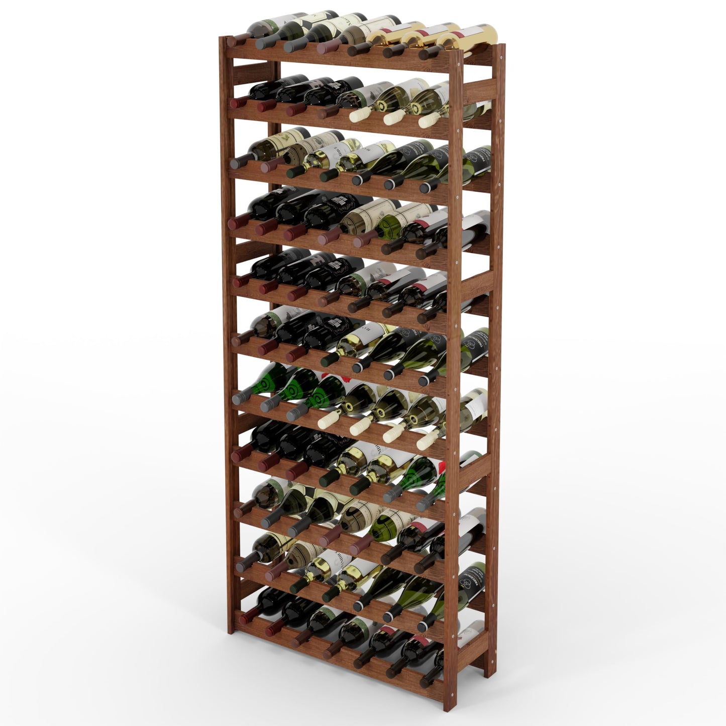 Lenmar, Wooden Wine Rack for Bottles, Natural, RW-1, Wine, Bottle Rack, Cellar Rack, Shelves, Bottle Holder (Natural, RW-1-42, 102 x 63 x 25, Brown, Holds 42 Bottles)