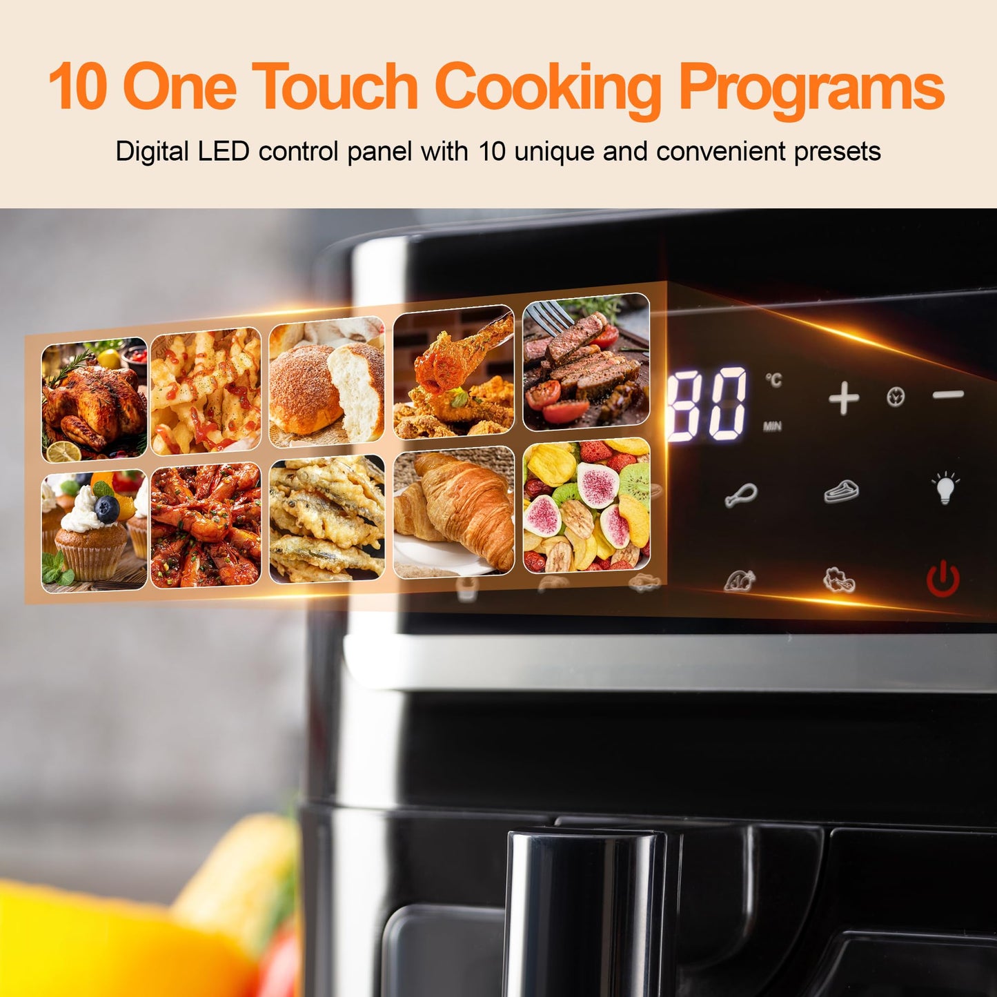 Dual Zone Hot Air Fryer, 23 L Hot Air Fryer, XXL Oven 1800 W with LED Touch Screen, 15 Programmes, with Recipe Book, 11 Accessories