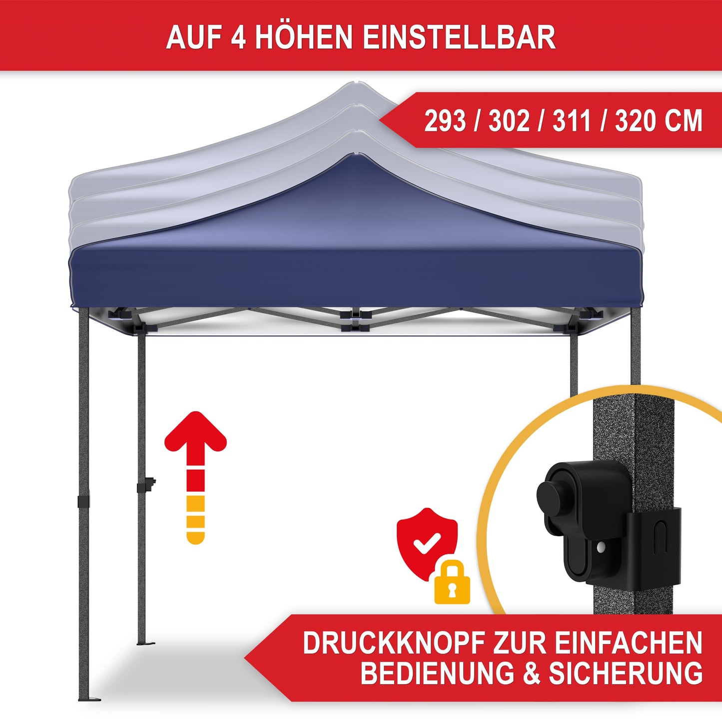 Gazebo - 3 x 3 m - Large Entrance - Waterproof - Pop Up Frame - Side Walls with 3 x 3 Windows - Additional with Bag - Foldable Outdoor Gazebo Folding Gazebo (Grey)