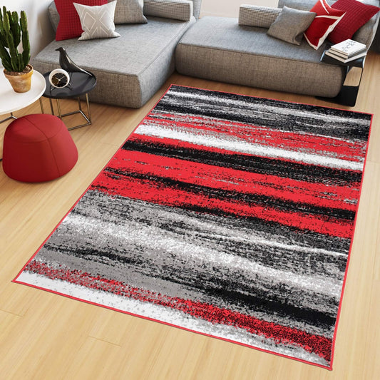 TAPISO Maya Short Pile Rug, Modern Floral Design, Black/Grey/Yellow/White, for Bedrooms, Children's Rooms, OEKO-TEX, 160 x 230 cm