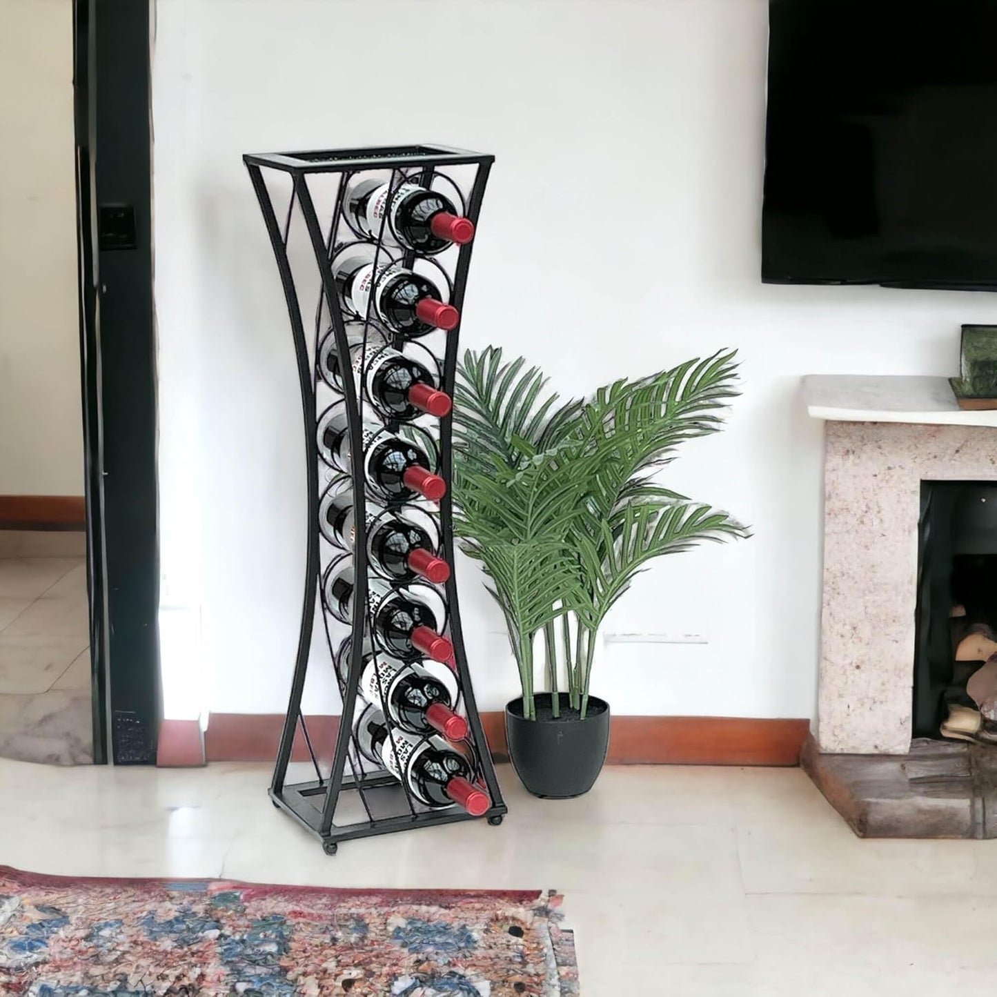 DanDiBo Wine Rack Metal Black Standing Mika 80 cm 96536 Bottle Rack Bottle Stand Bottle Holder Slim Modern