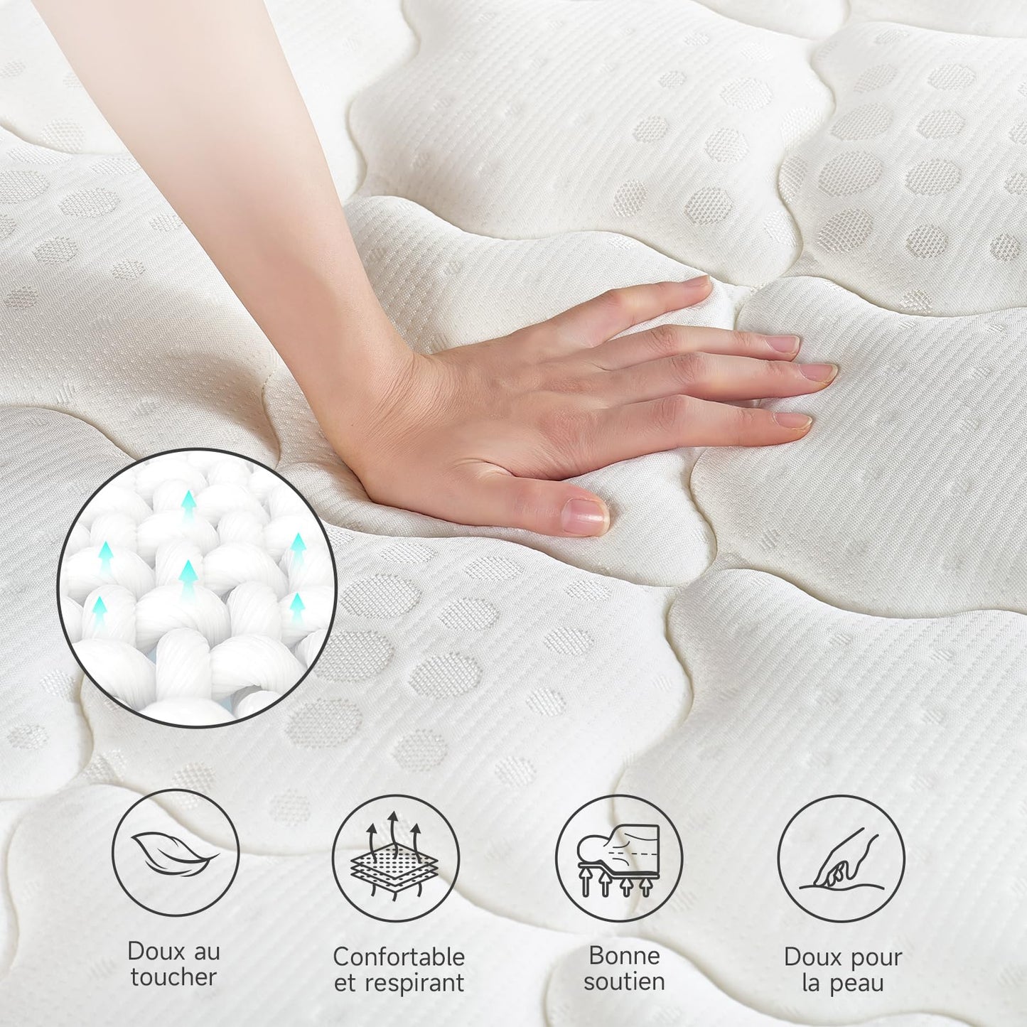 Z-hom Mattress 160 x 200, Height 26 cm 7-Zone Spring Mattress Orthopaedic Pocket Spring Mattress with High-Quality Comfort Foam/Hardness H2 & H3/Back-Relieving / Oeko-Tex Certified