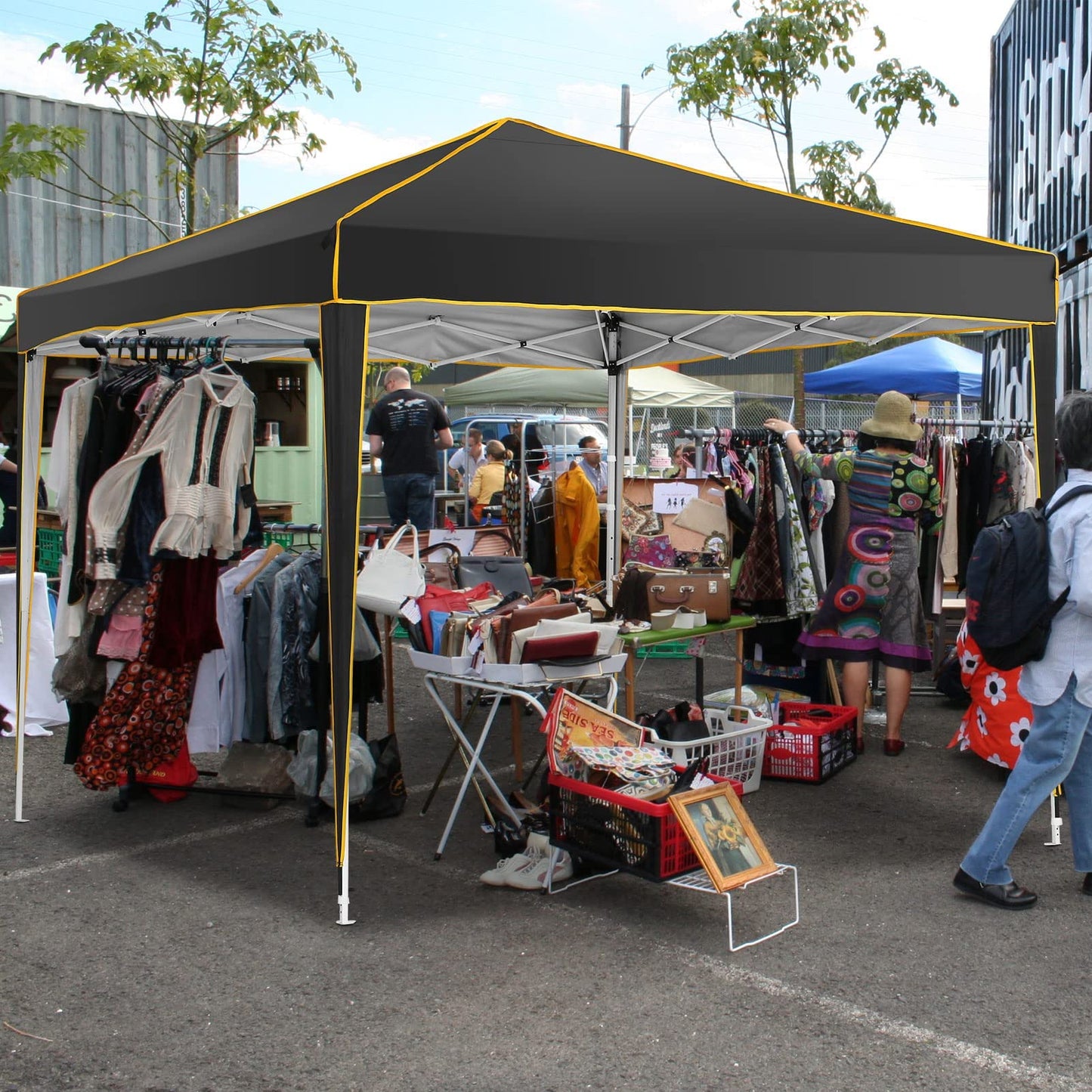 COBIZI Pavillon 3x6,Faltpavillon 3x6 Wasserdicht Stabil Winterfest, Sofort aufklappbare Vordächer Outdoor Gartenzelt mit 6 Seitenteilen, für Party Garten Festival, Weiß