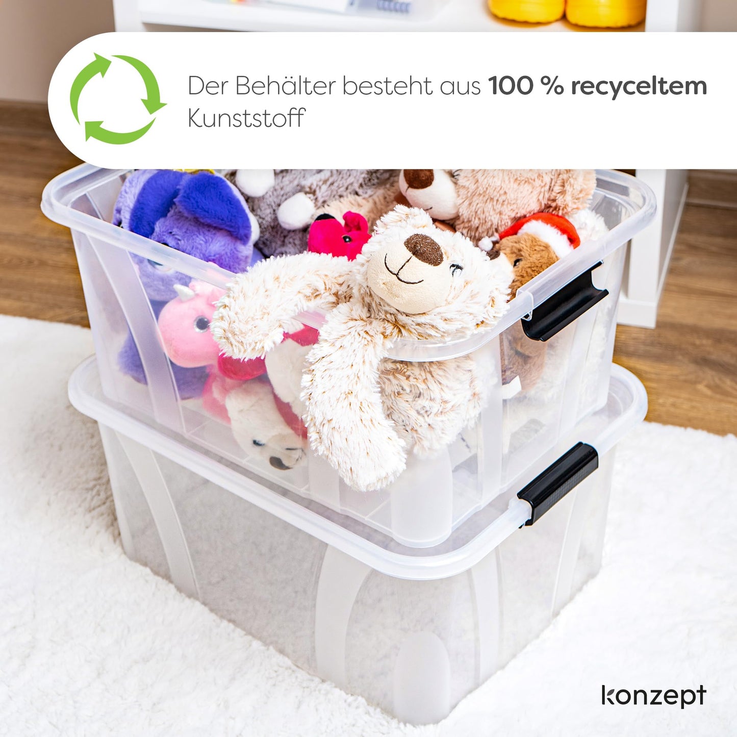 KONZEPT Storage Box with Lid 32L BPA Free Heavy Duty Locking Clips