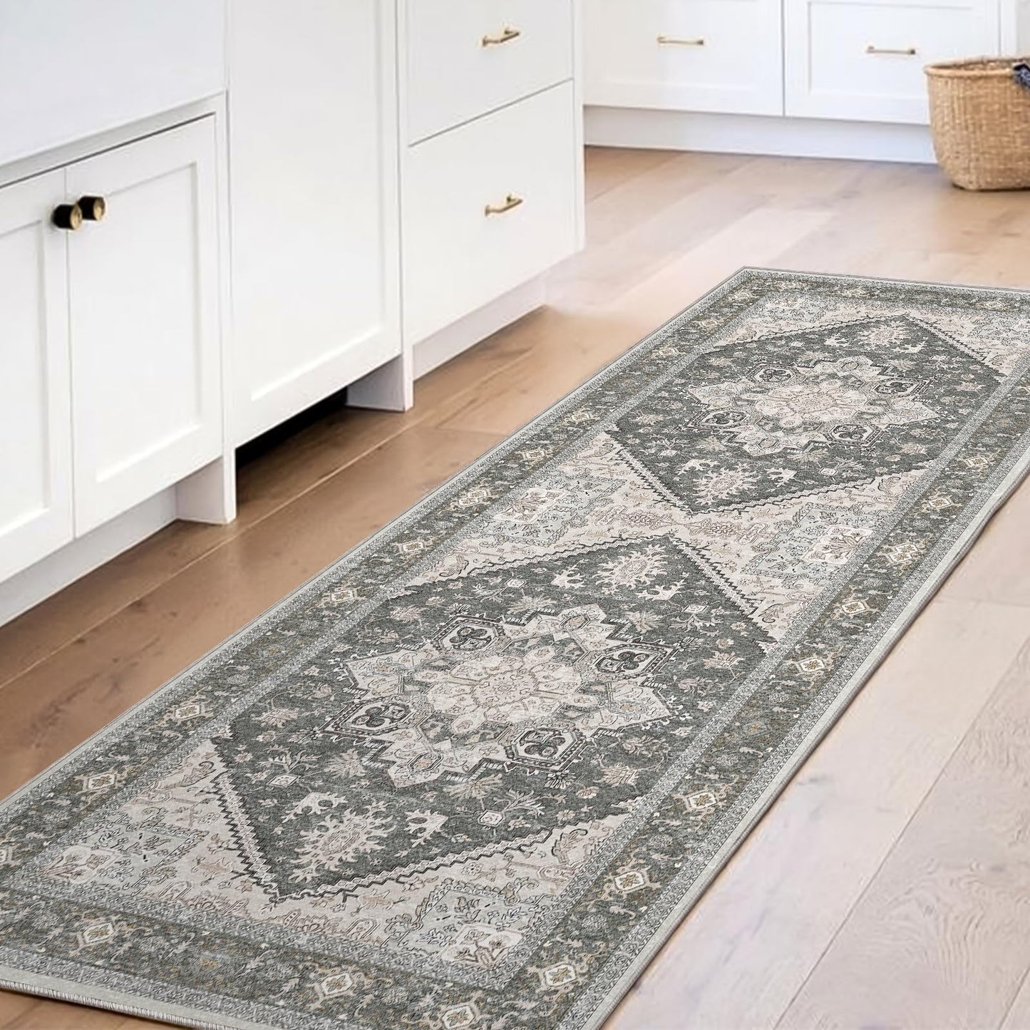 OPPODREAM Soft Area Rugs 4x6, Low-Pile Washable Rugs 4x6 with Non Slip Backing, Faux Cashmere 4 x 6 Throw Carpet, Purple