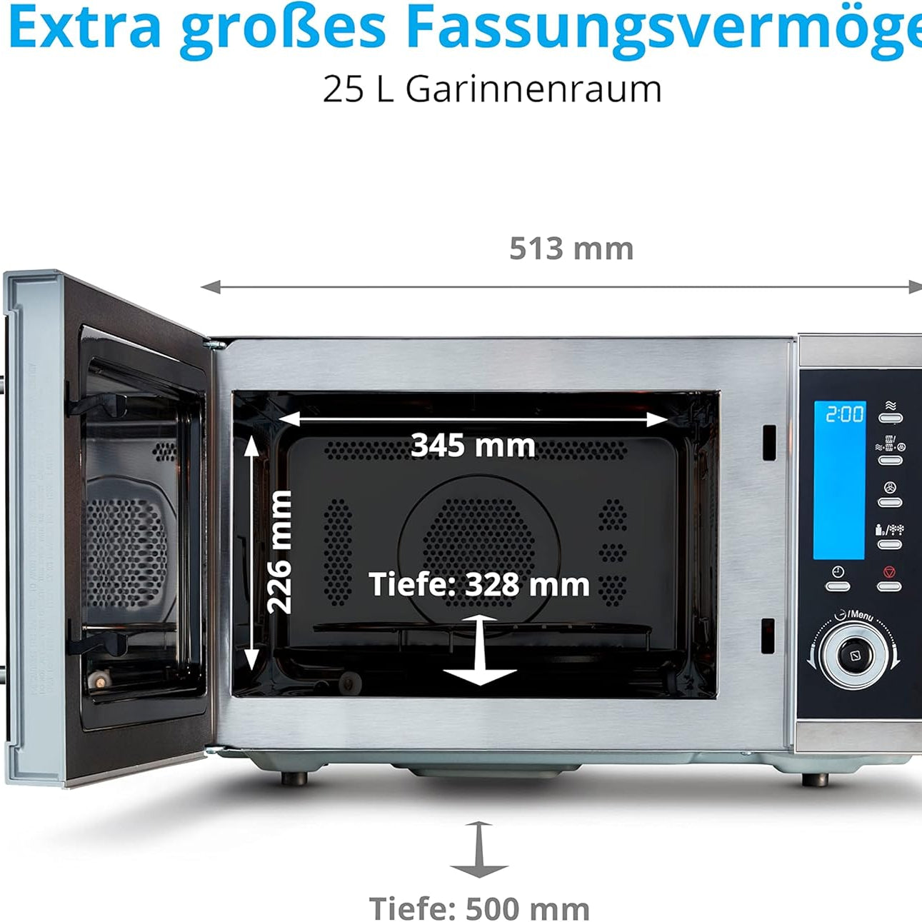 Medion MD 15501 4 in 1 Microwave with Grill / 25 Litres / 900 Watt / 1100 Watt Grill / 2500 Watt Hot Air / 10 Automatic Programs / Silver