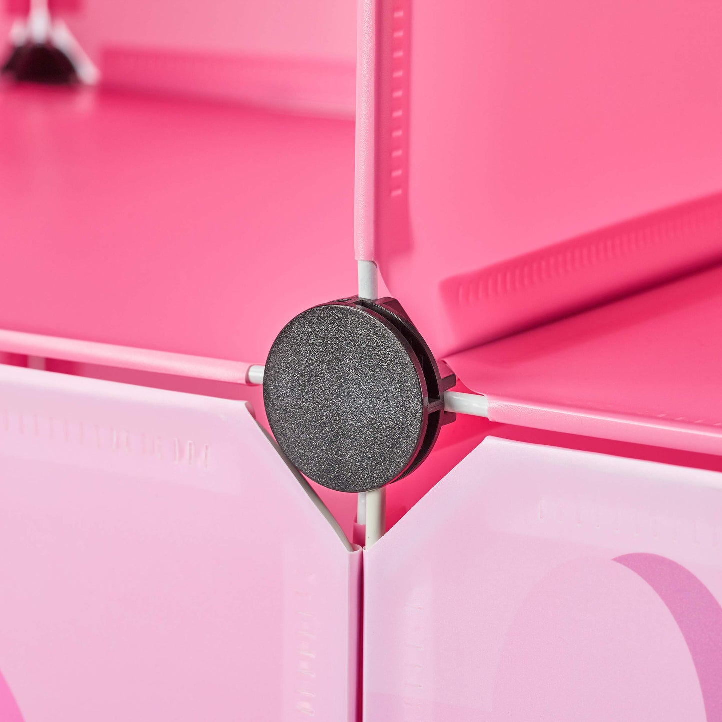 Relaxdays Boltless Shelving Unit for Children's Room, Princess Castle, Plastic, DIY Cabinet with Doors, H x D: 128 x 110 x 37 cm, Pink